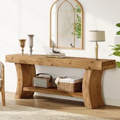 2-Tier Solid Wood Console Table, 63