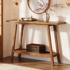 2-Tier Solid Wood Console Table, 41.3