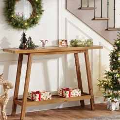 2-Tier Solid Wood Console Table, 41.3