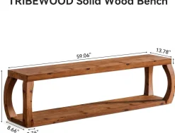 2-Tier Solid Wood Dining Bench, 59