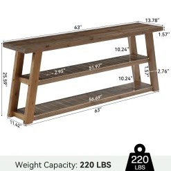 3-Tier Solid Wood TV Stand, 63