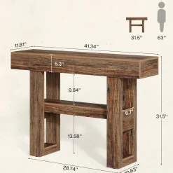 Tribesigns 41.34" Console Table, Rustic 2-Tier Storage for Entryway and Living Room
