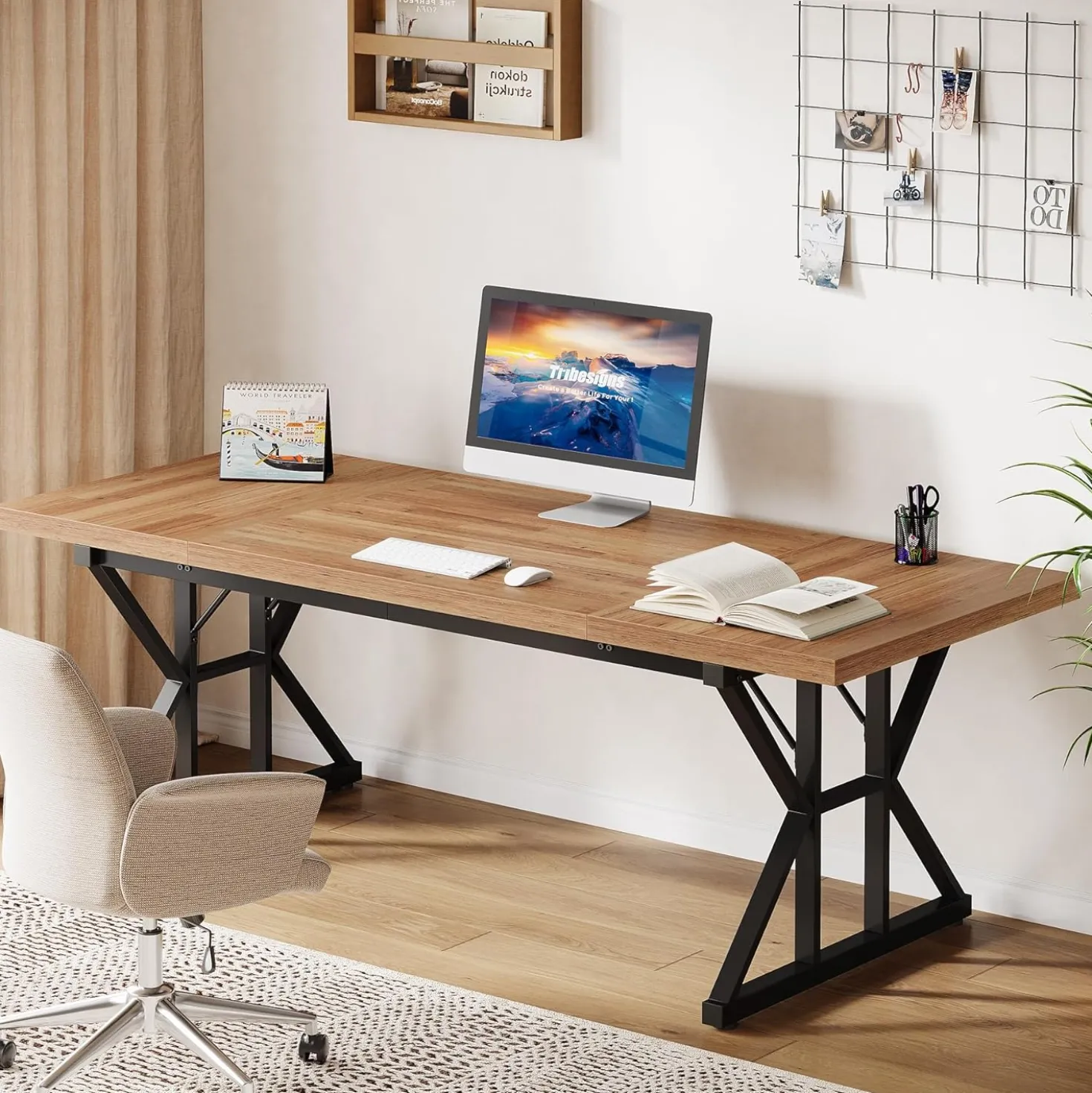 Tribesigns 70.86" Executive Desk, Industrial Style Computer Desk for Home Office