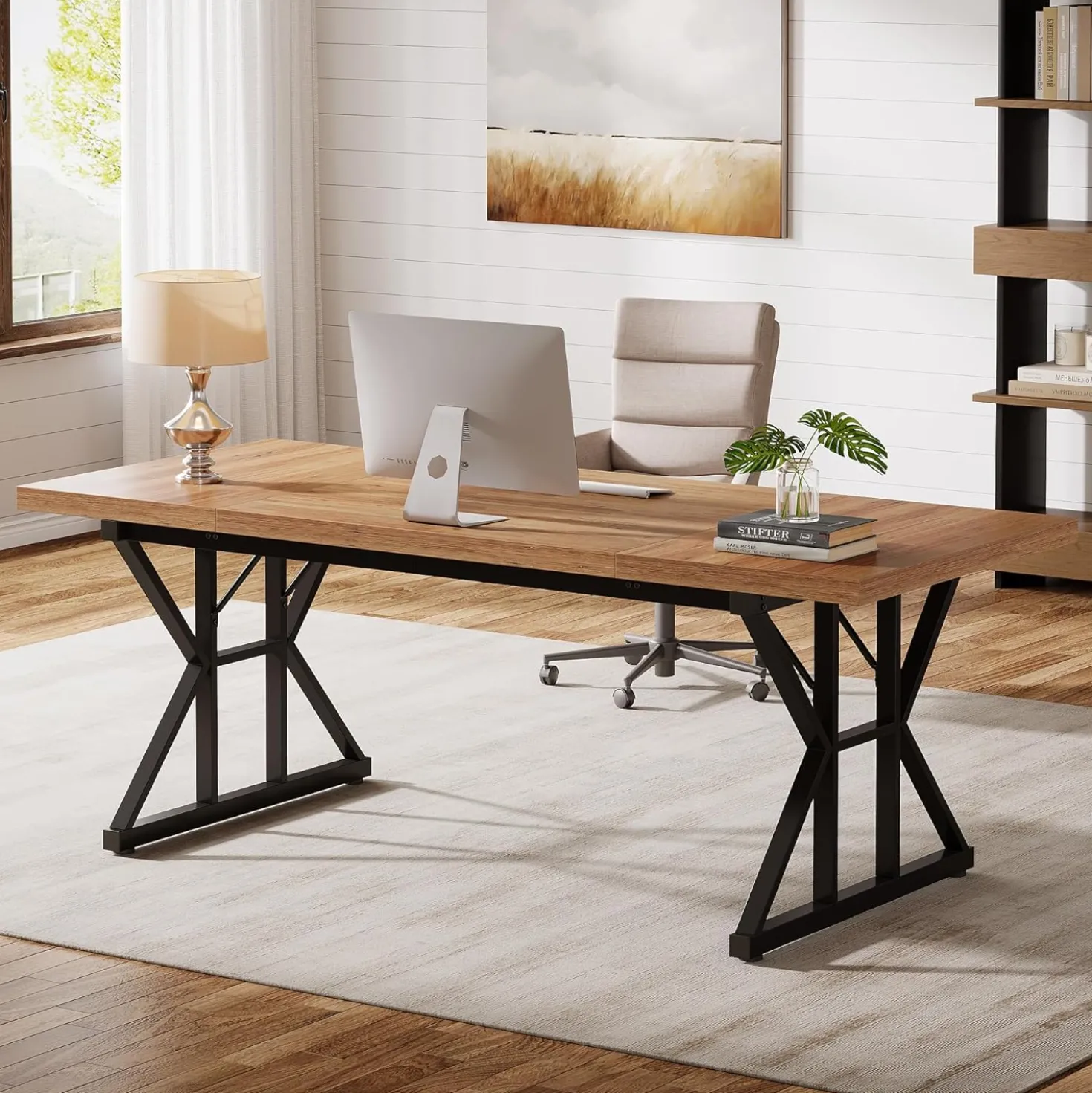 Tribesigns 70.86" Executive Desk, Industrial Style Computer Desk for Home Office