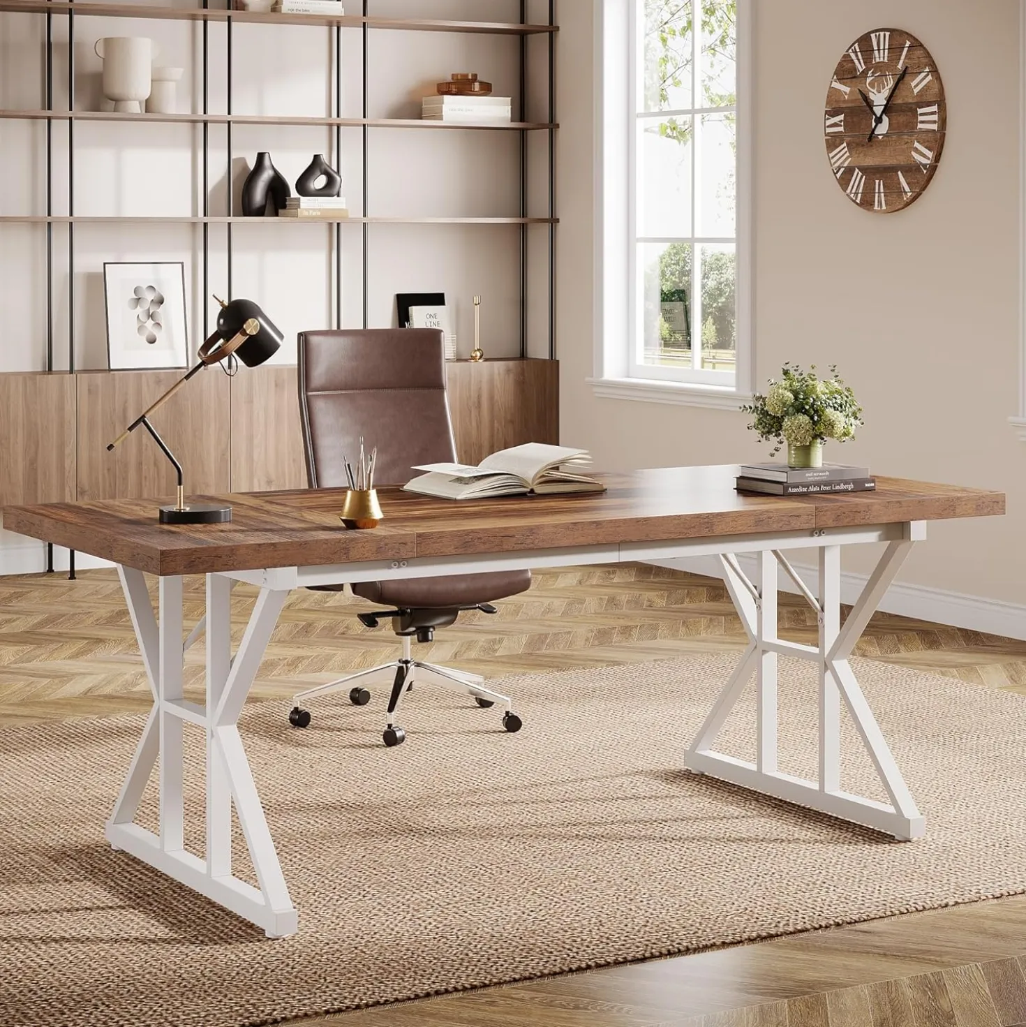Tribesigns 70.86" Executive Desk, Industrial Style Computer Desk for Home Office