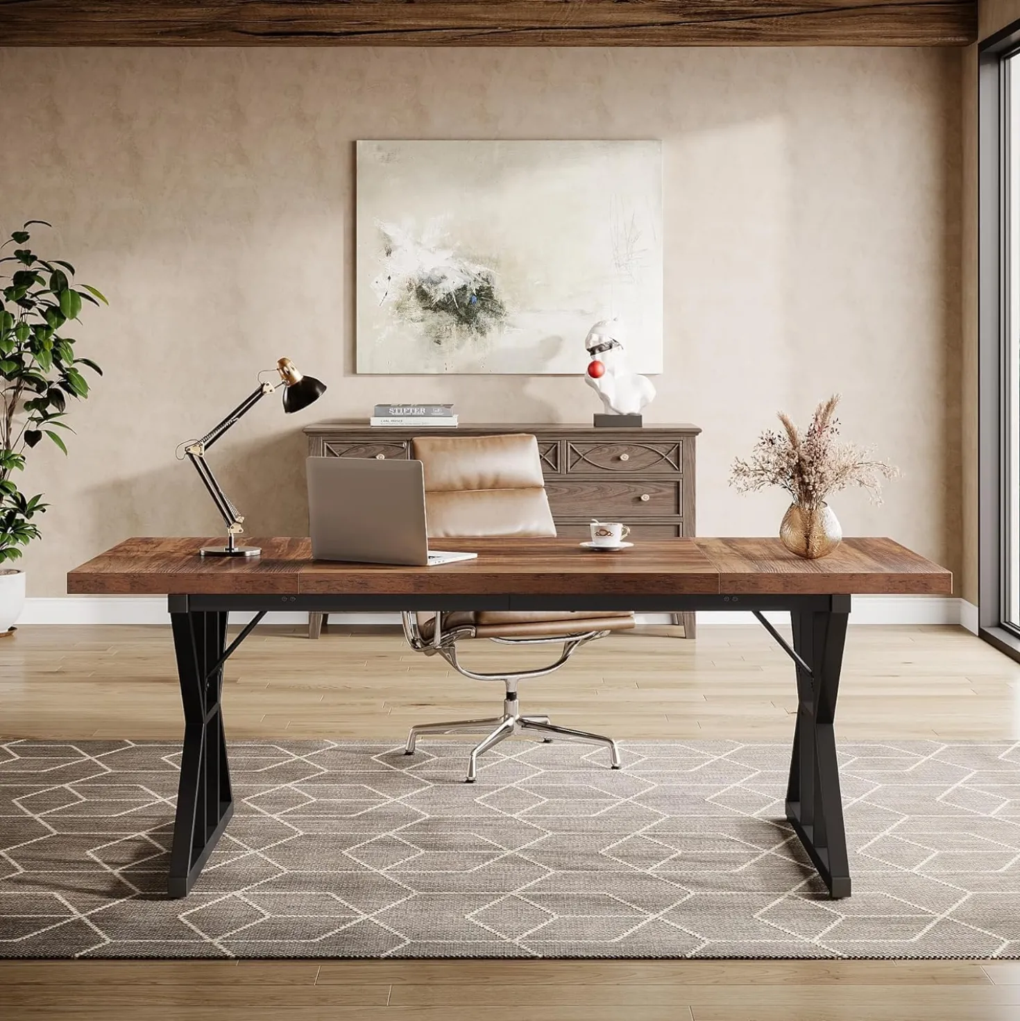 Tribesigns 70.86" Executive Desk, Industrial Style Computer Desk for Home Office