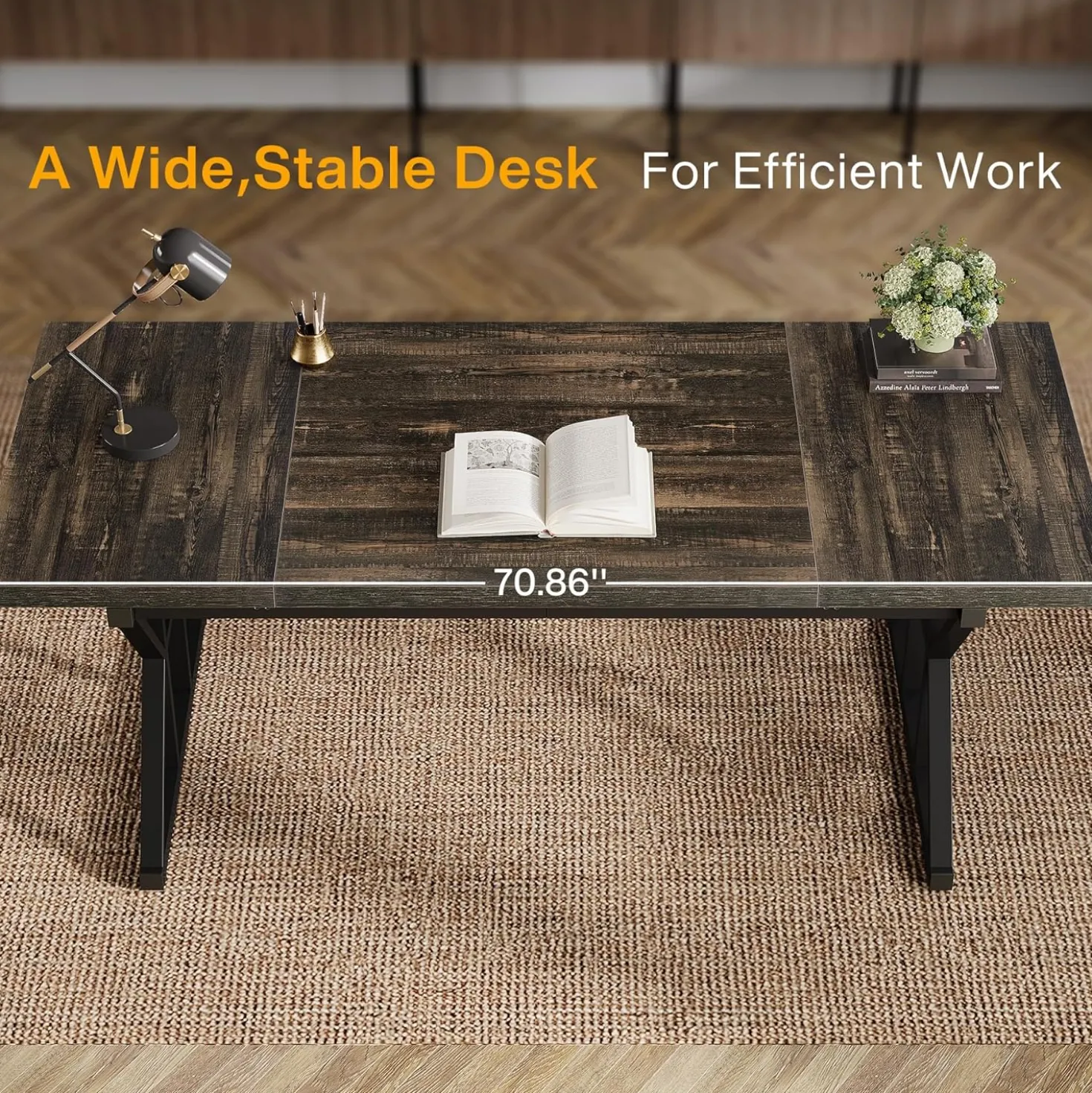 Tribesigns 70.86" Executive Desk, Industrial Style Computer Desk for Home Office