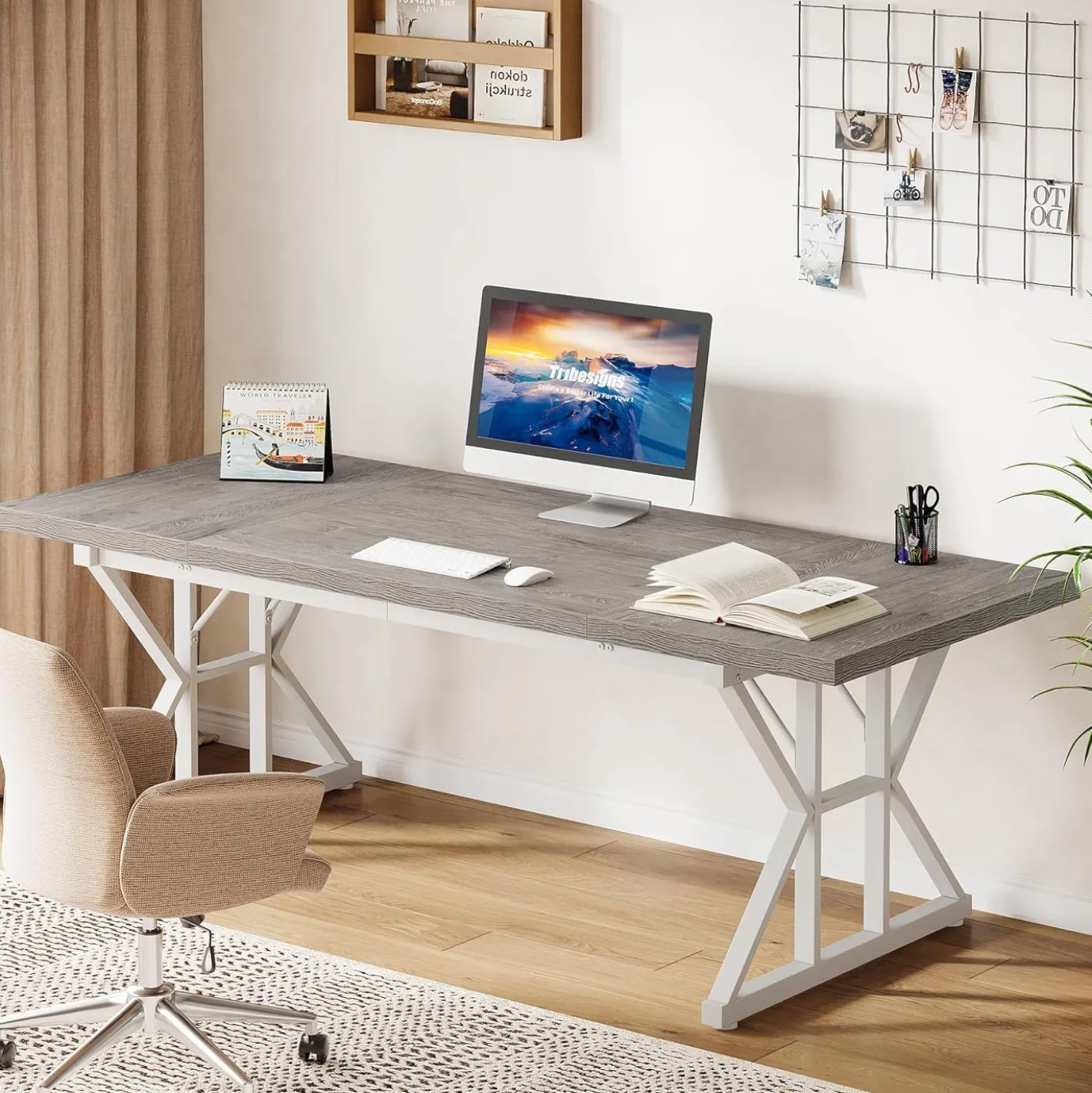 Tribesigns 70.86" Executive Desk, Industrial Style Computer Desk for Home Office