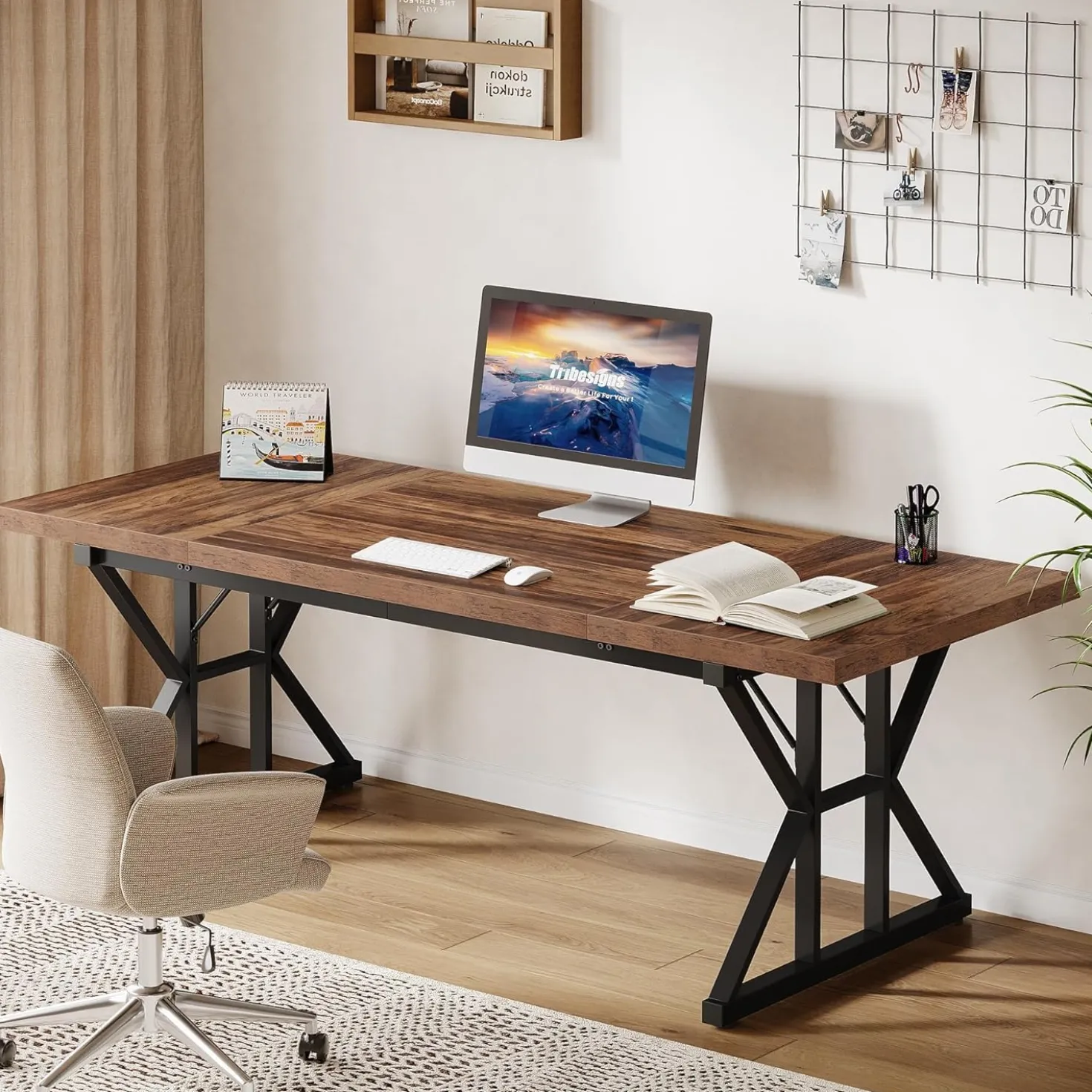 Tribesigns 70.86" Executive Desk, Industrial Style Computer Desk for Home Office