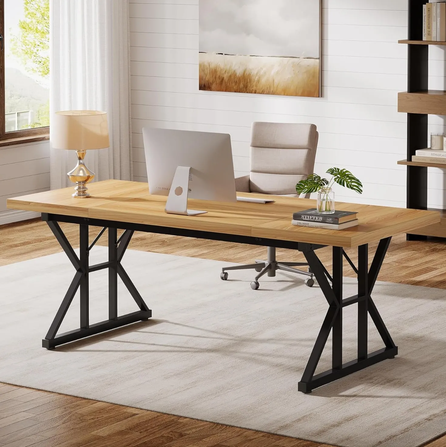 Tribesigns 70.86" Executive Desk, Industrial Style Computer Desk for Home Office