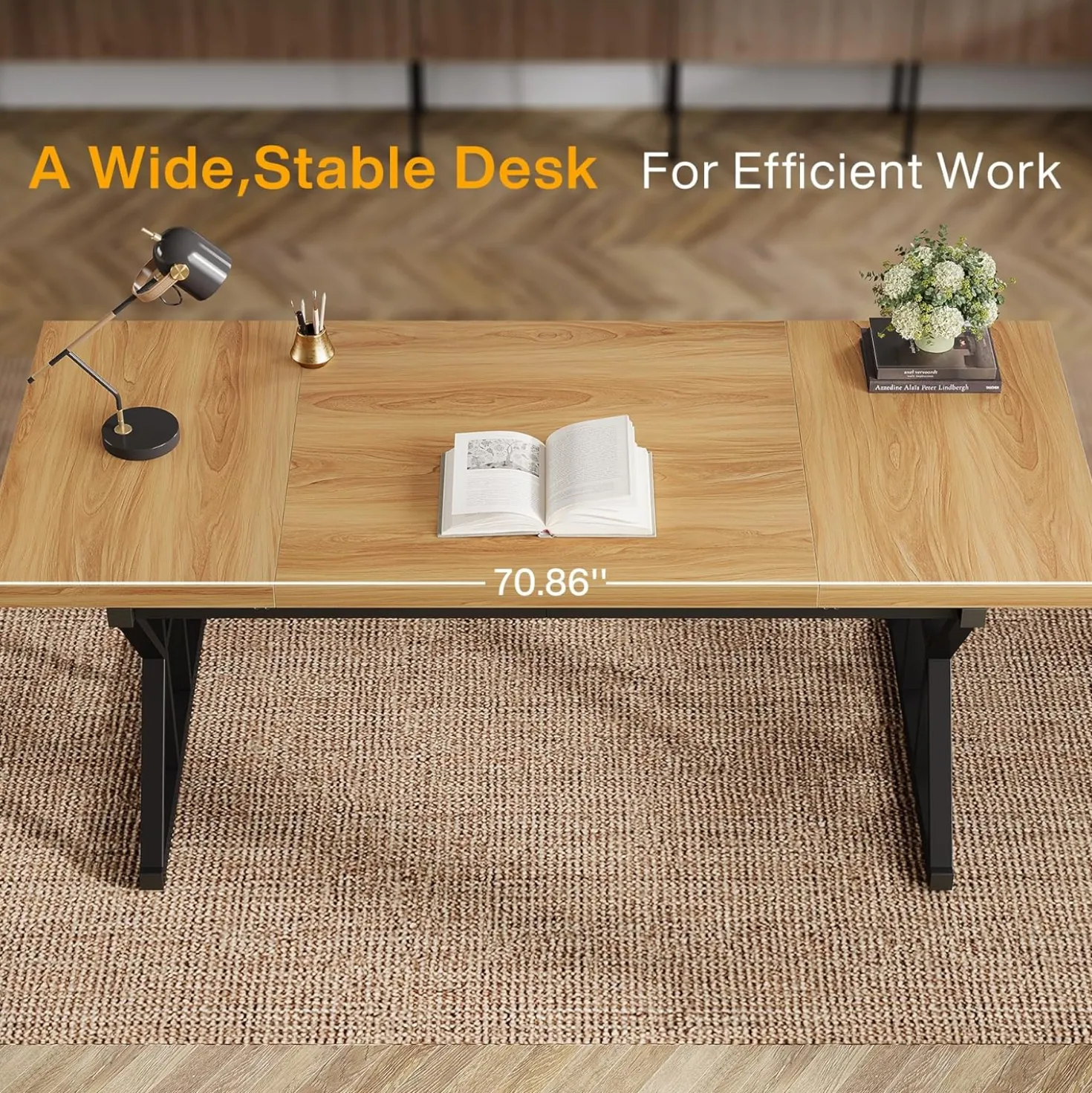Tribesigns 70.86" Executive Desk, Industrial Style Computer Desk for Home Office