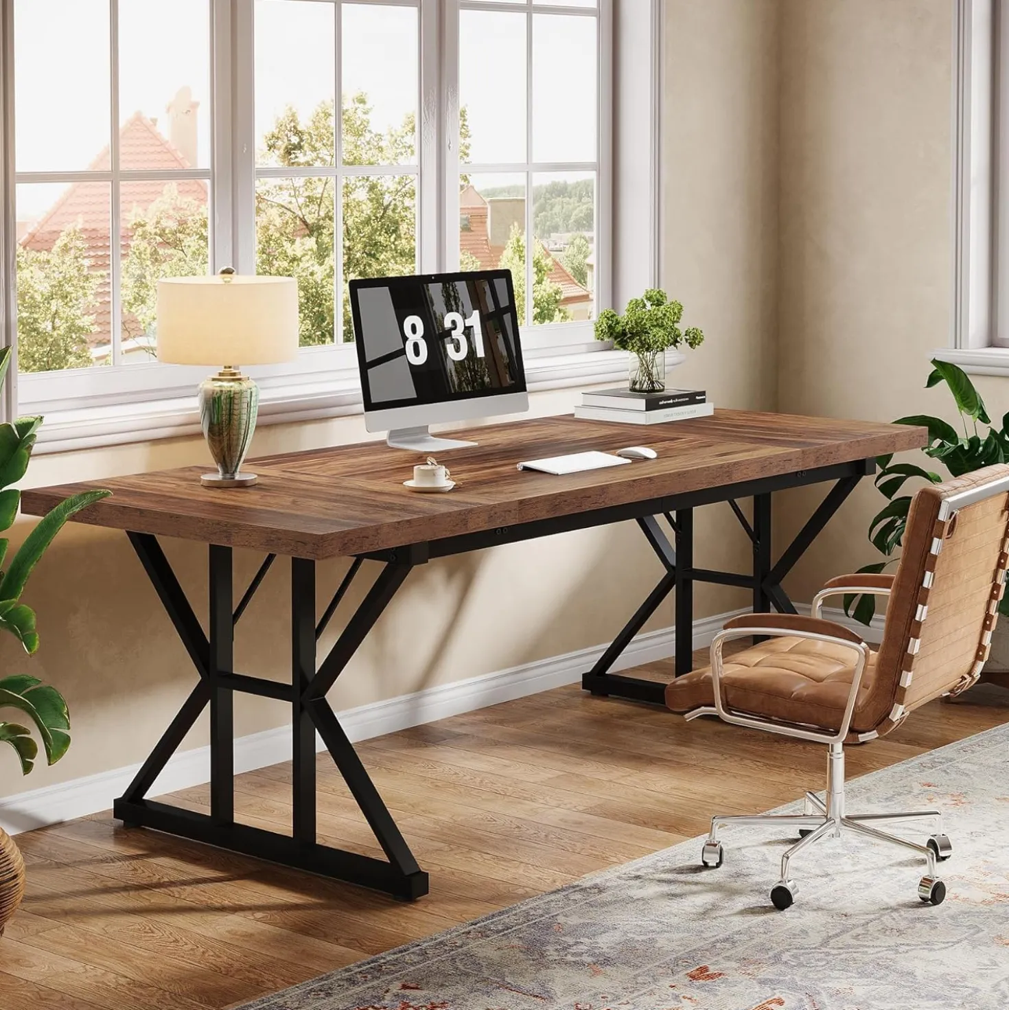Tribesigns 70.86" Executive Desk, Industrial Style Computer Desk for Home Office