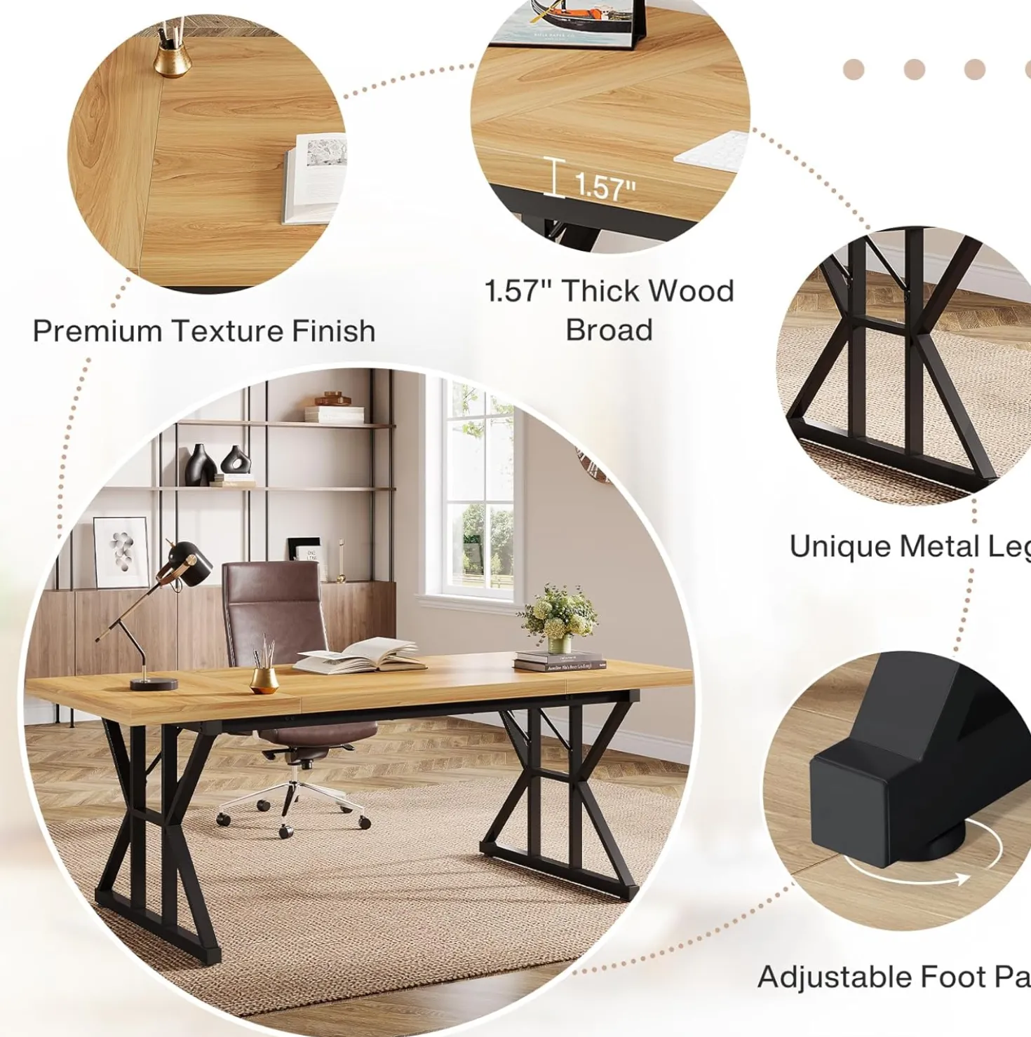 Tribesigns 70.86" Executive Desk, Industrial Style Computer Desk for Home Office