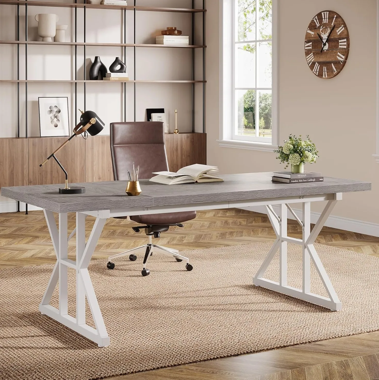 Tribesigns 70.86" Executive Desk, Industrial Style Computer Desk for Home Office