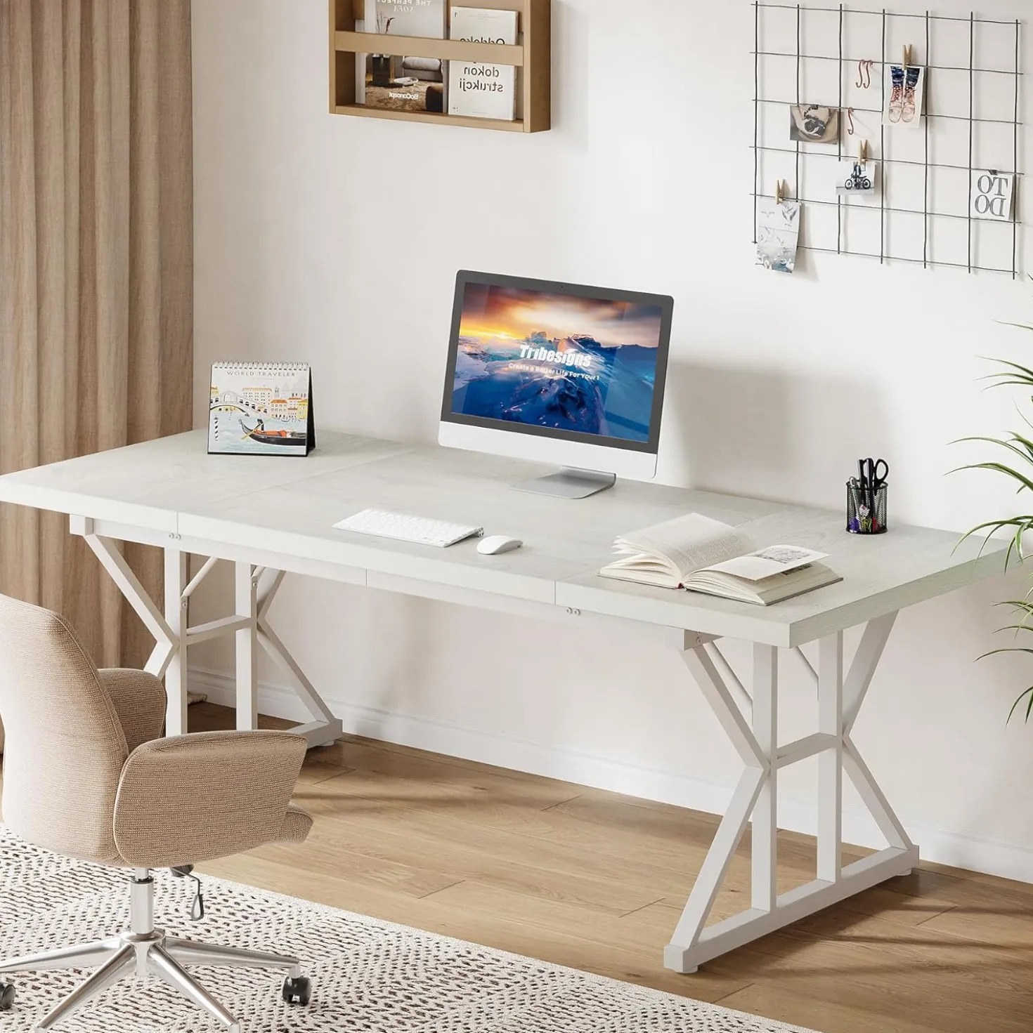Tribesigns 70.86" Executive Desk, Industrial Style Computer Desk for Home Office