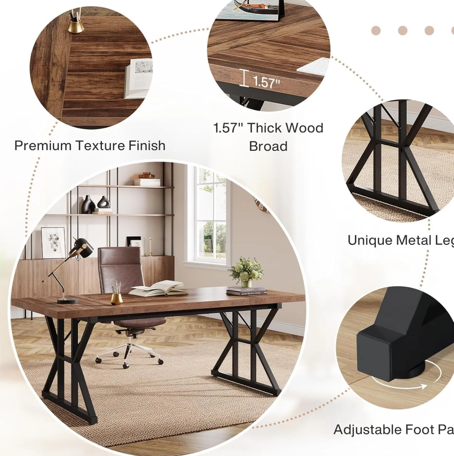 Tribesigns 70.86" Executive Desk, Industrial Style Computer Desk for Home Office