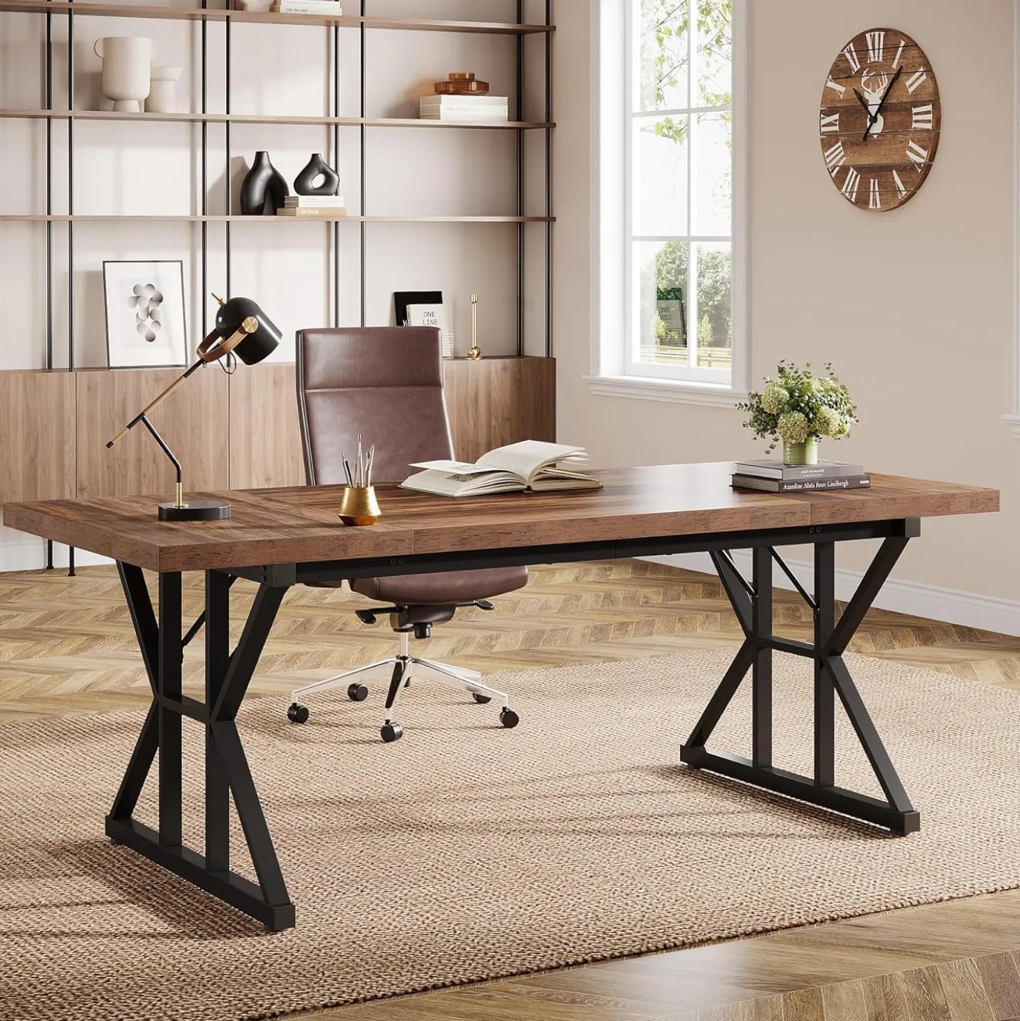 Tribesigns 70.86" Executive Desk, Industrial Style Computer Desk for Home Office