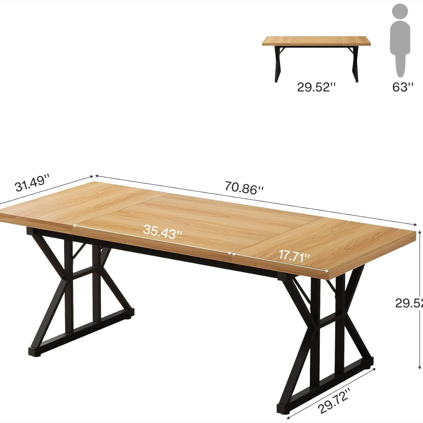 Tribesigns 70.86" Executive Desk, Industrial Style Computer Desk for Home Office