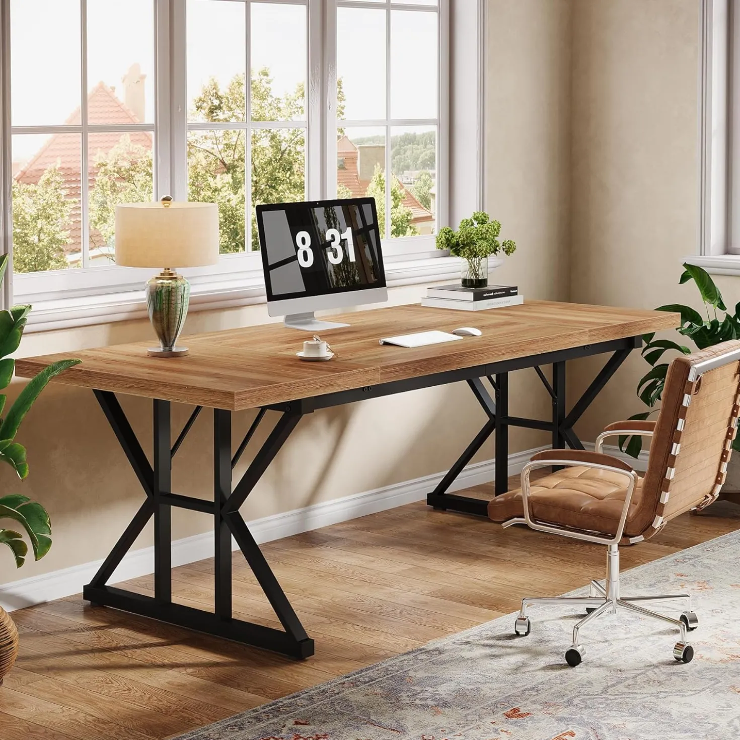 Tribesigns 70.86" Executive Desk, Industrial Style Computer Desk for Home Office