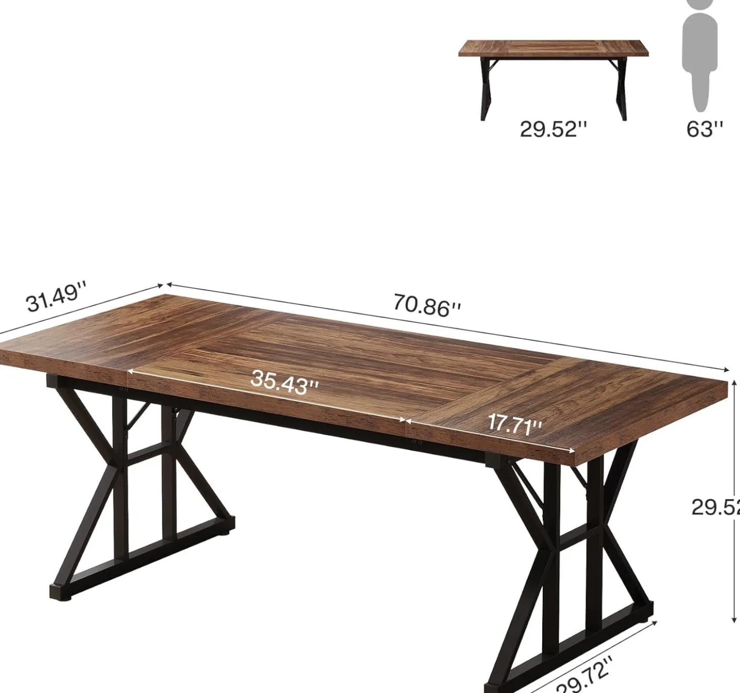 Tribesigns 70.86" Executive Desk, Industrial Style Computer Desk for Home Office