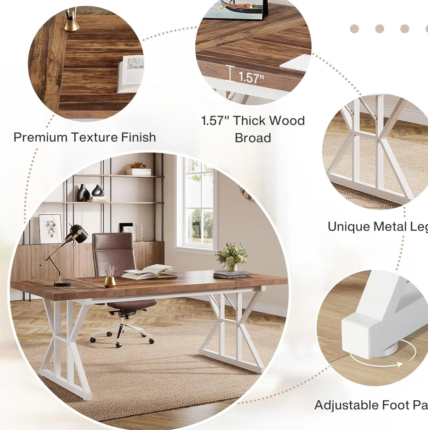 Tribesigns 70.86" Executive Desk, Industrial Style Computer Desk for Home Office