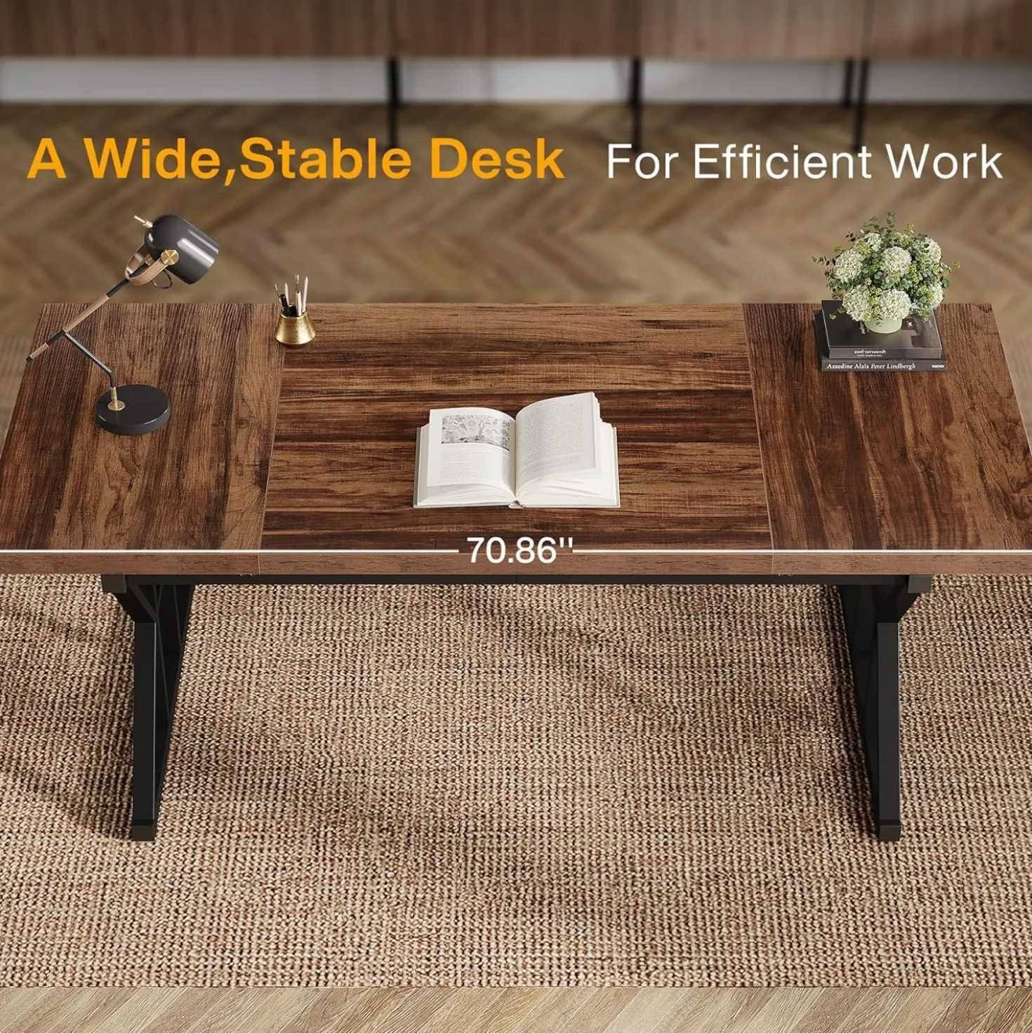 Tribesigns 70.86" Executive Desk, Industrial Style Computer Desk for Home Office