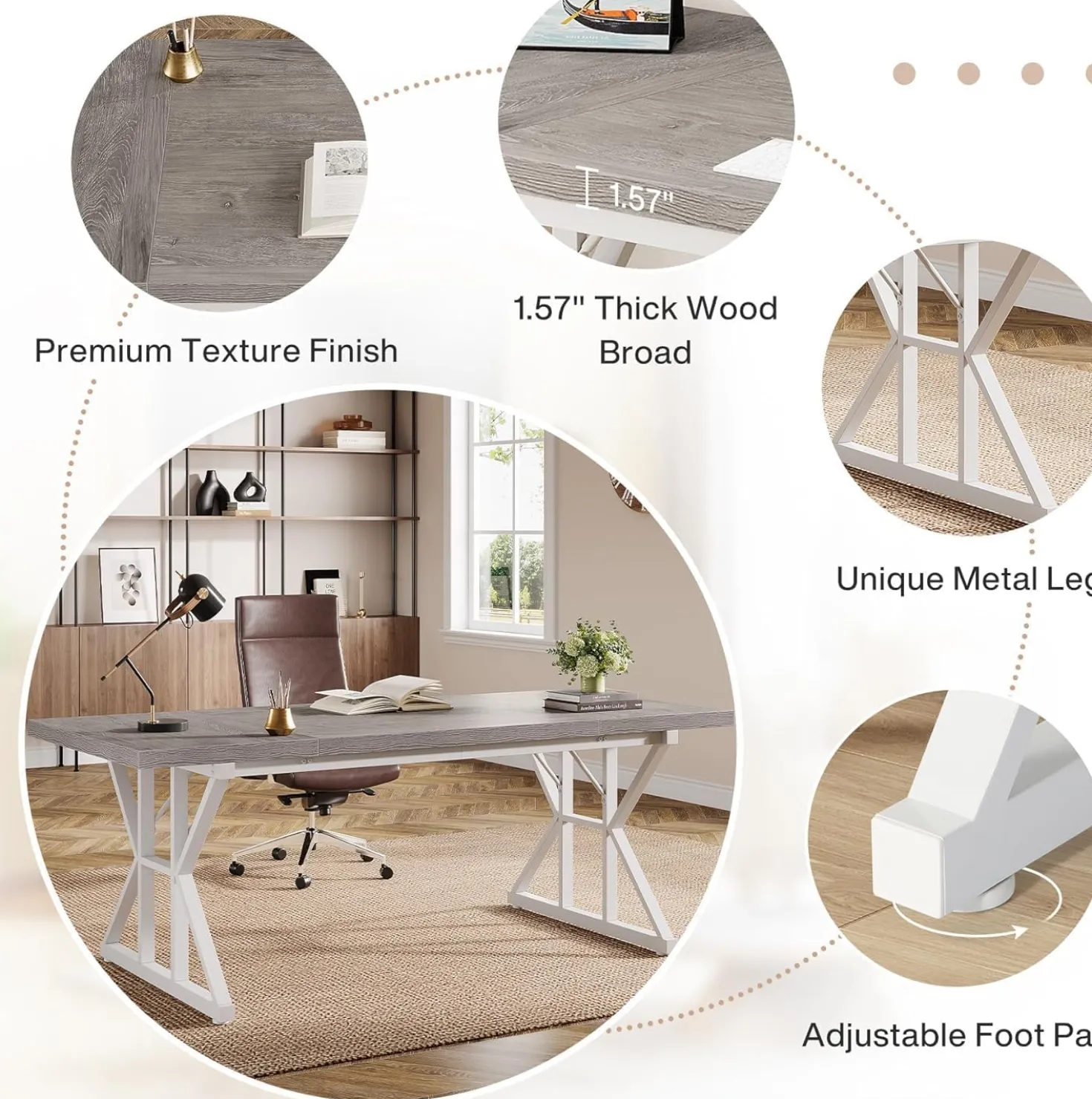 Tribesigns 70.86" Executive Desk, Industrial Style Computer Desk for Home Office