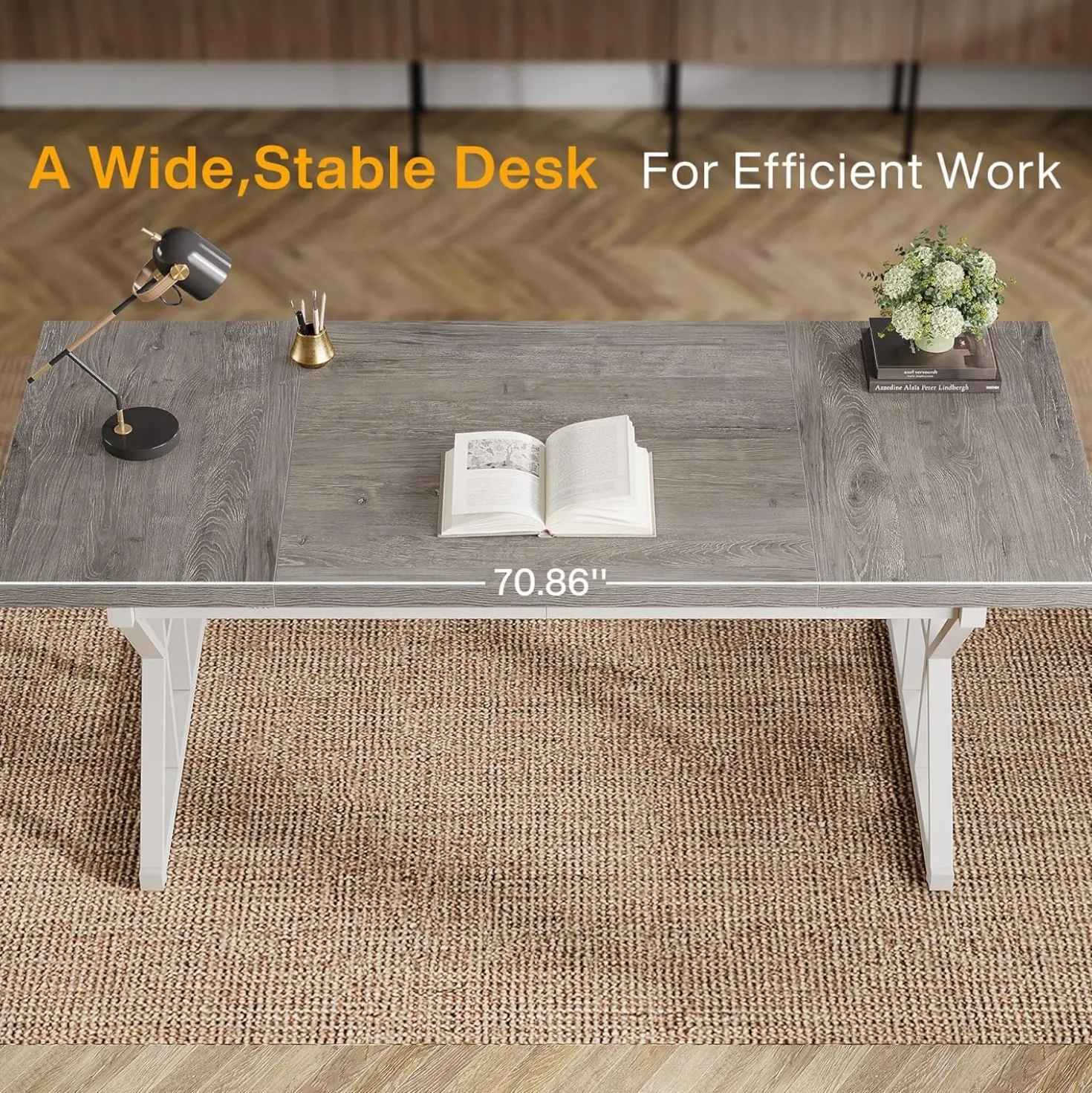 Tribesigns 70.86" Executive Desk, Industrial Style Computer Desk for Home Office