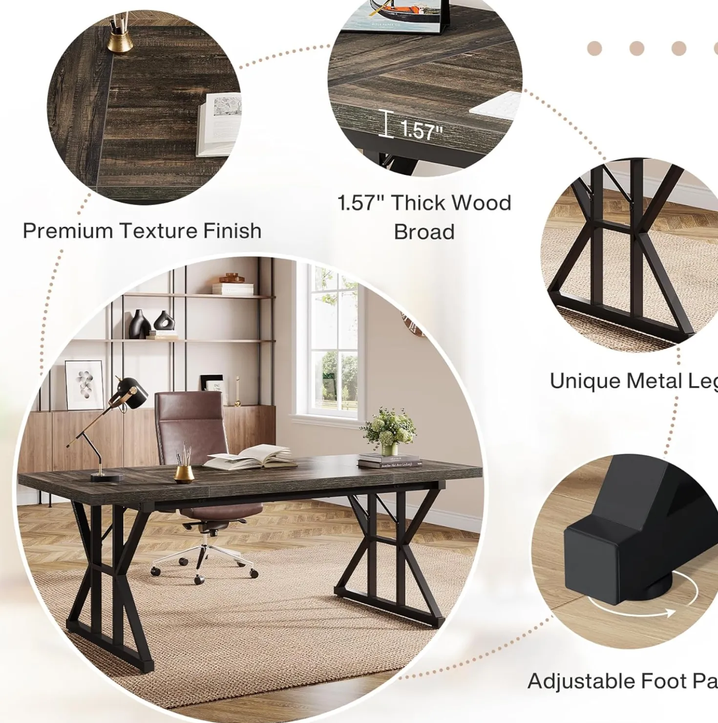 Tribesigns 70.86" Executive Desk, Industrial Style Computer Desk for Home Office
