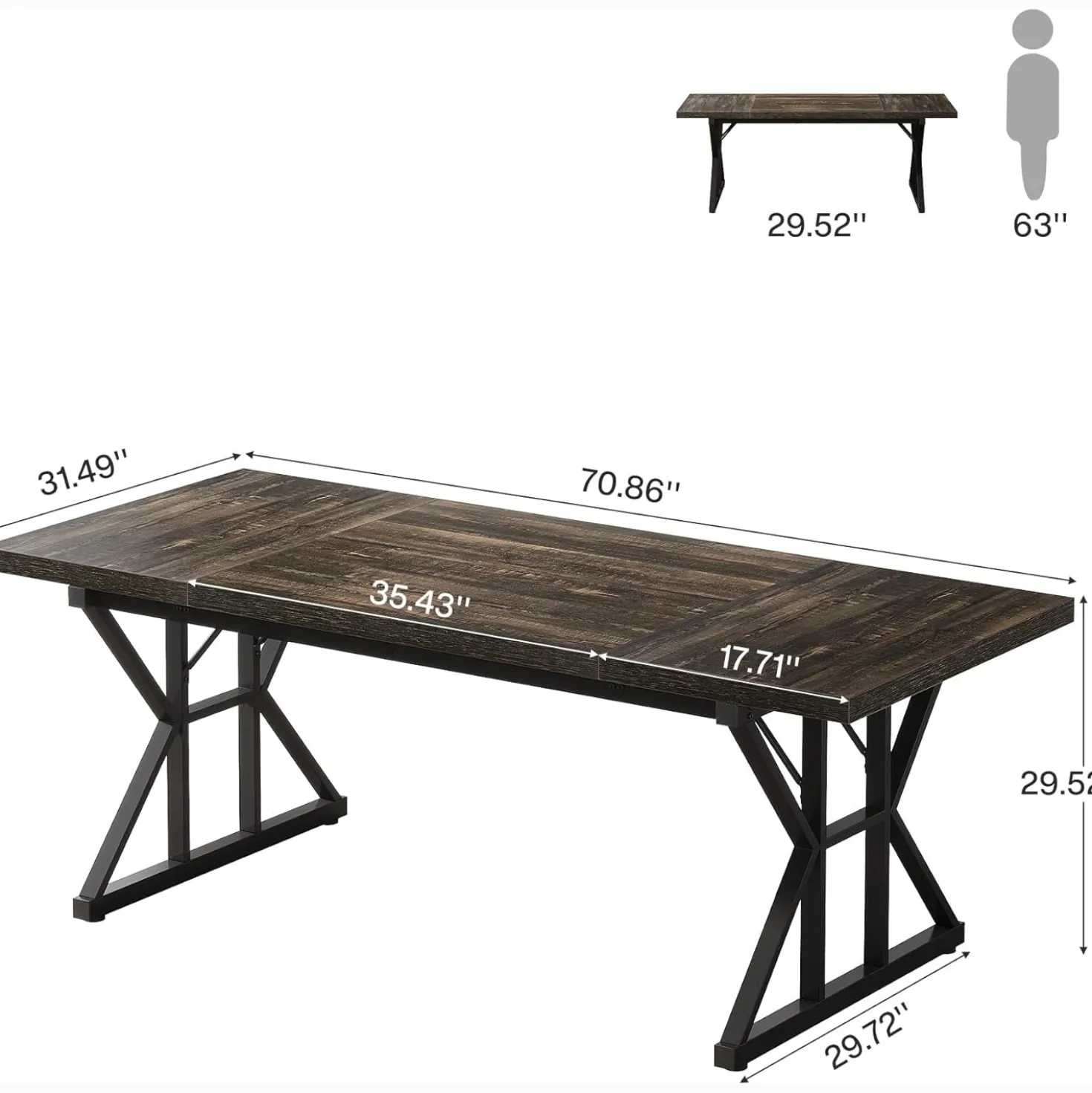Tribesigns 70.86" Executive Desk, Industrial Style Computer Desk for Home Office