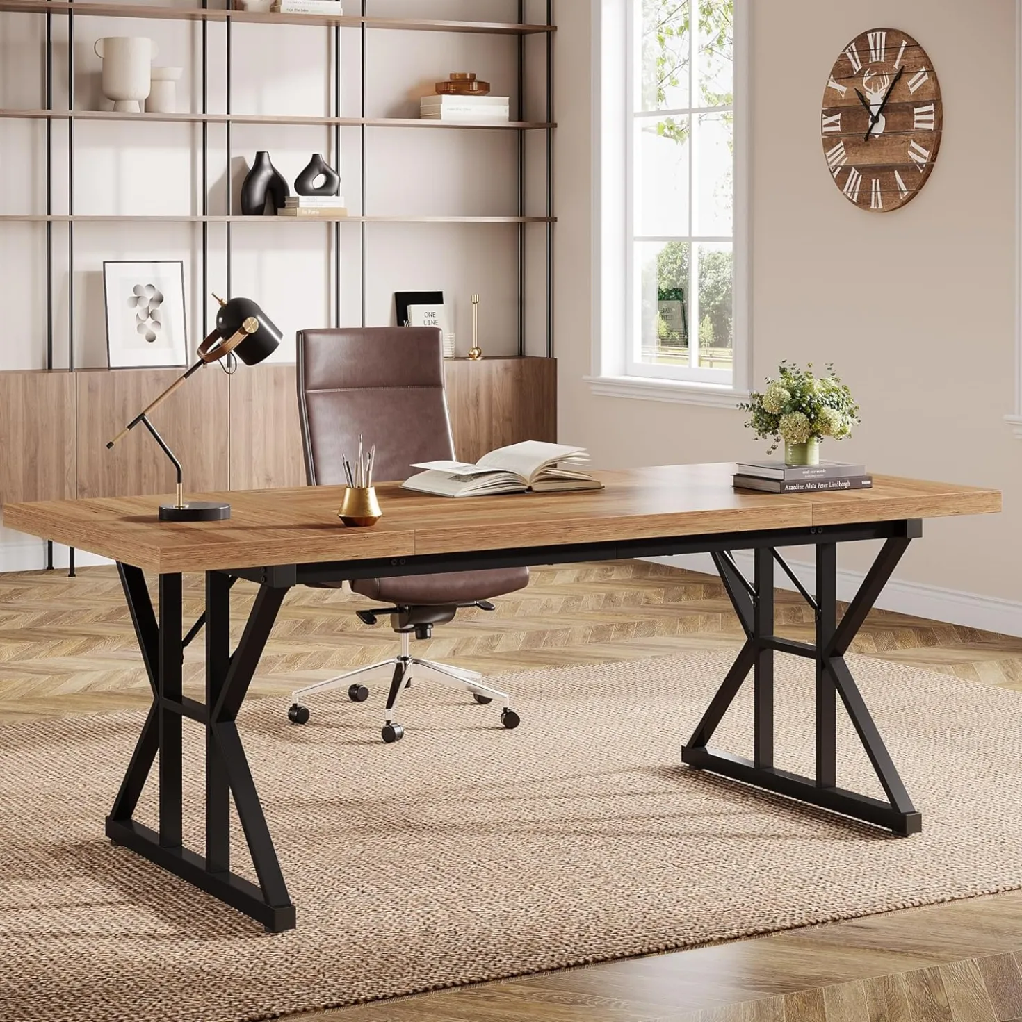 Tribesigns 70.86" Executive Desk, Industrial Style Computer Desk for Home Office