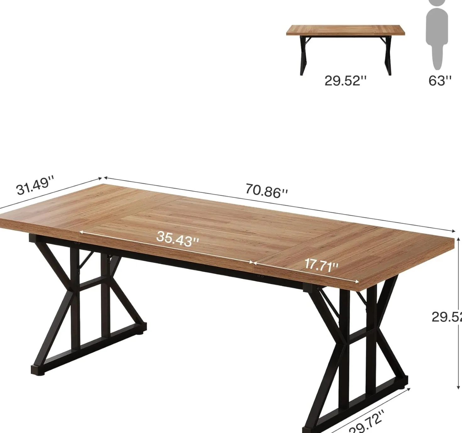 Tribesigns 70.86" Executive Desk, Industrial Style Computer Desk for Home Office