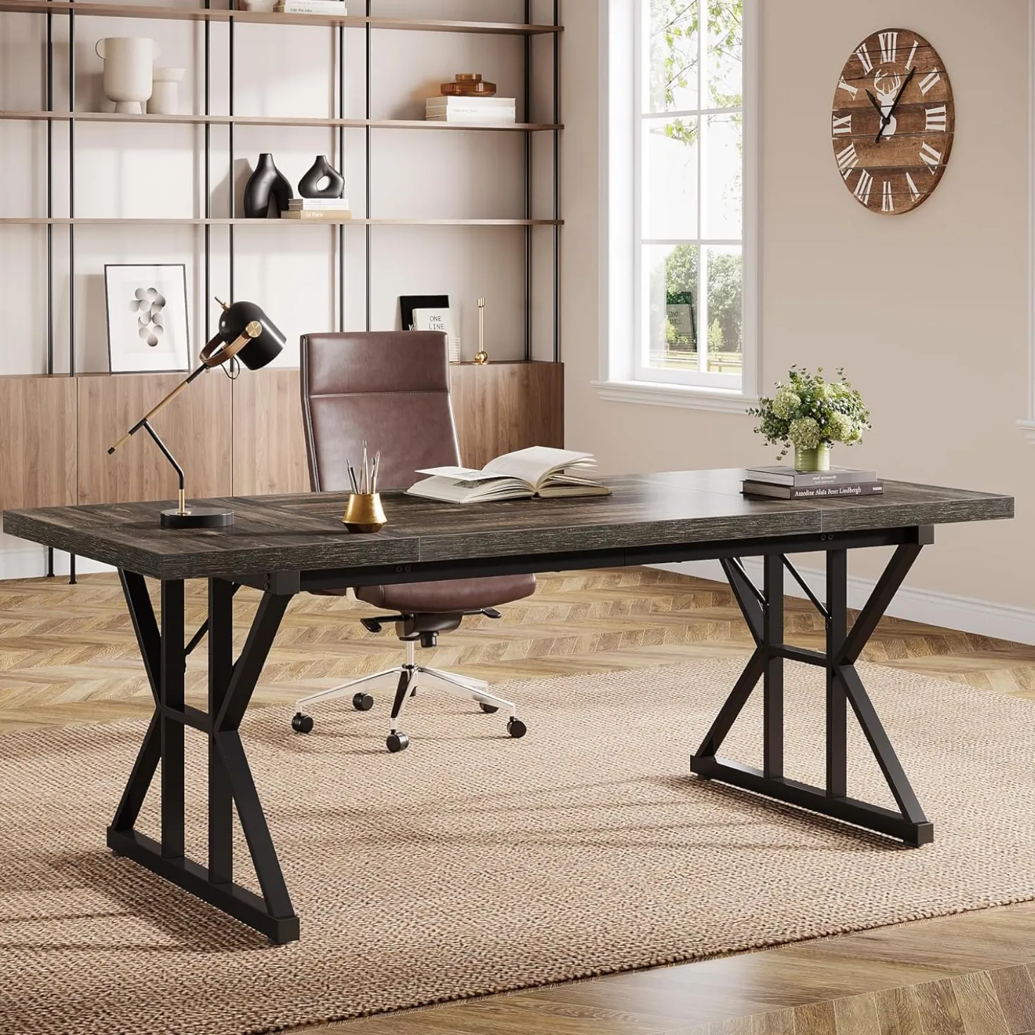 Tribesigns 70.86" Executive Desk, Industrial Style Computer Desk for Home Office