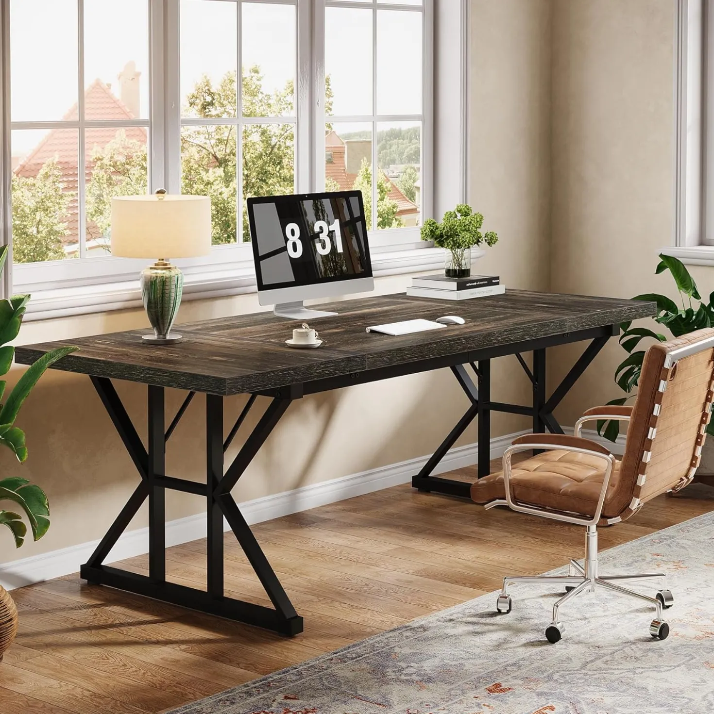 Tribesigns 70.86" Executive Desk, Industrial Style Computer Desk for Home Office