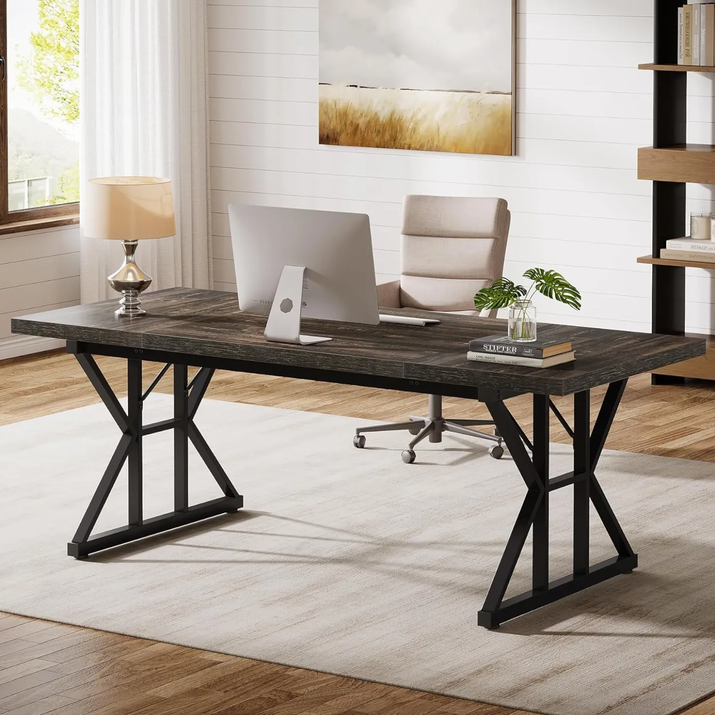 Tribesigns 70.86" Executive Desk, Industrial Style Computer Desk for Home Office