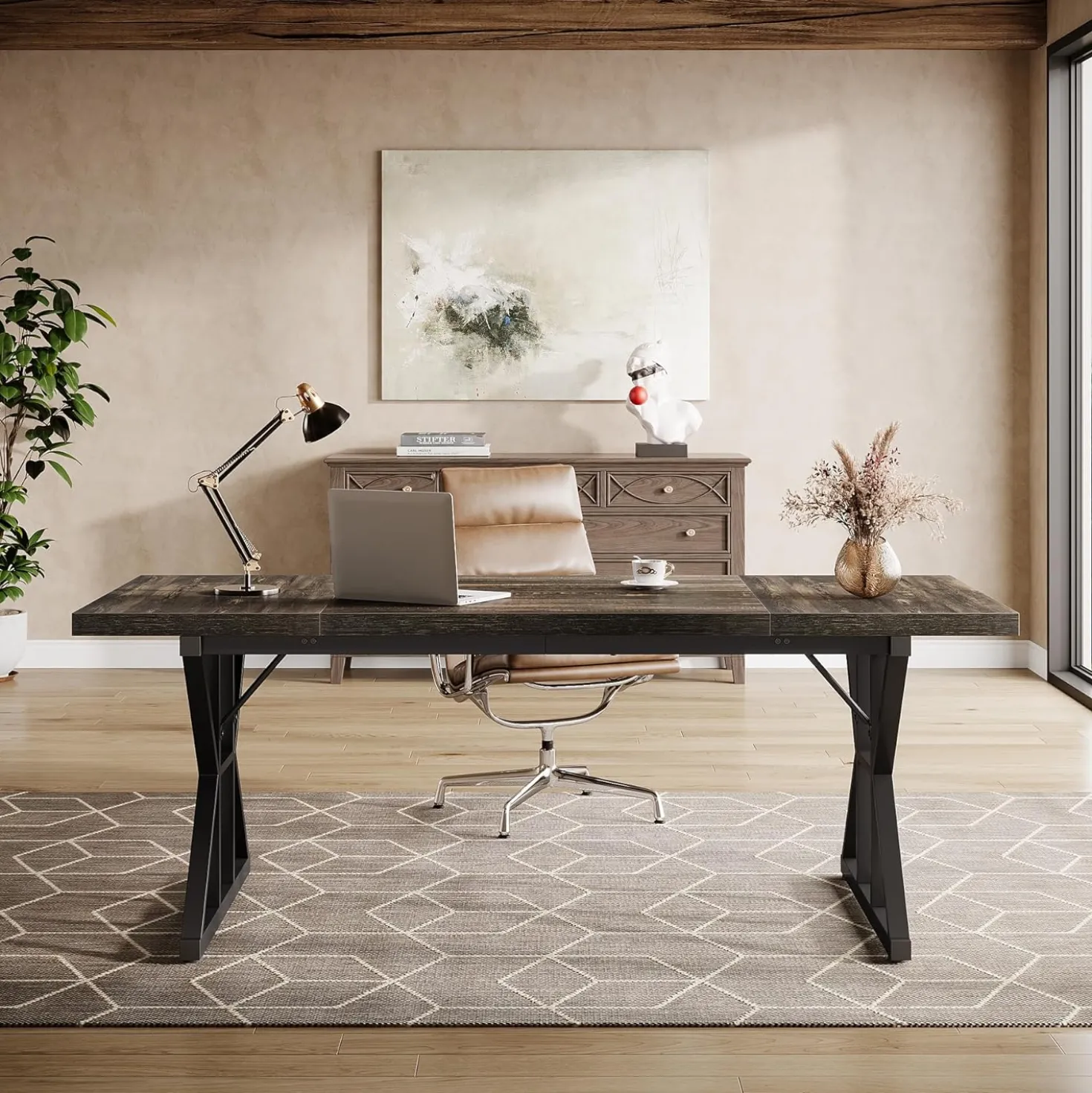 Tribesigns 70.86" Executive Desk, Industrial Style Computer Desk for Home Office