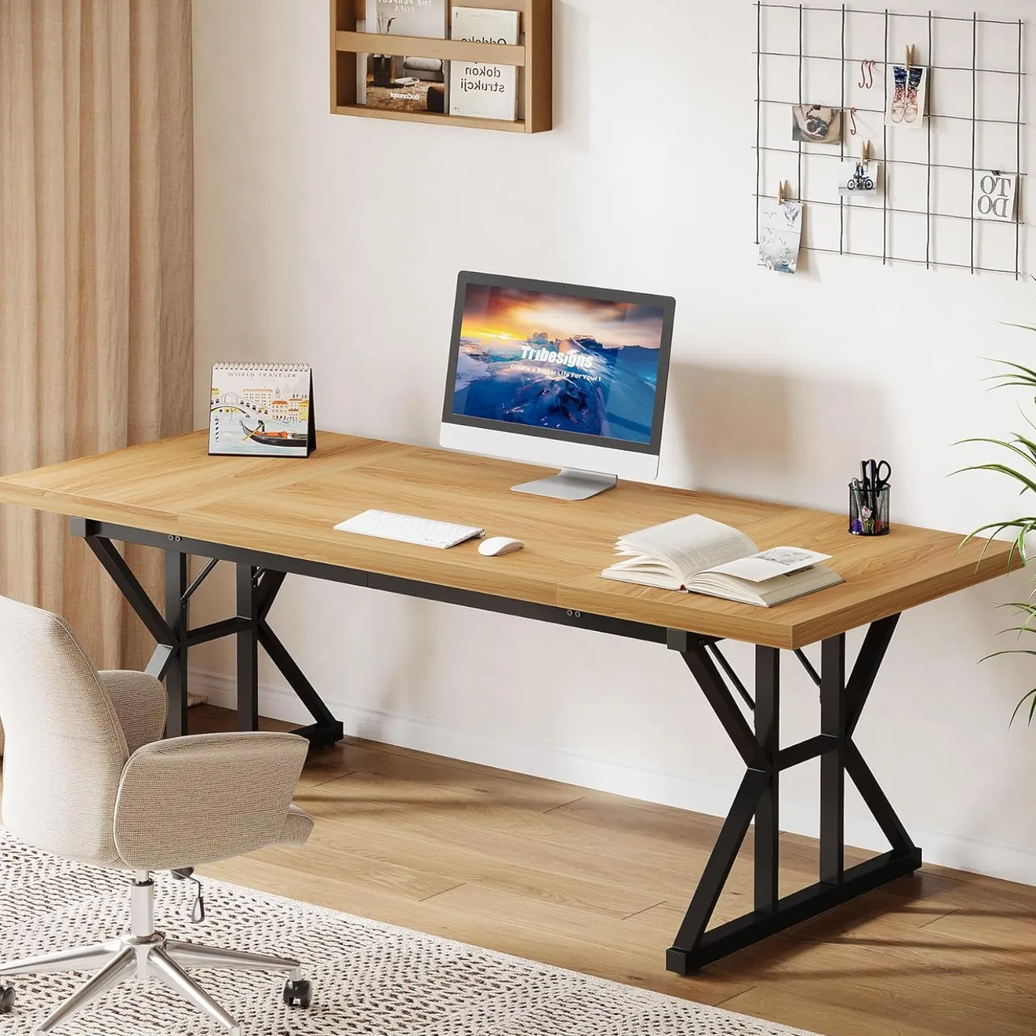 Tribesigns 70.86" Executive Desk, Industrial Style Computer Desk for Home Office