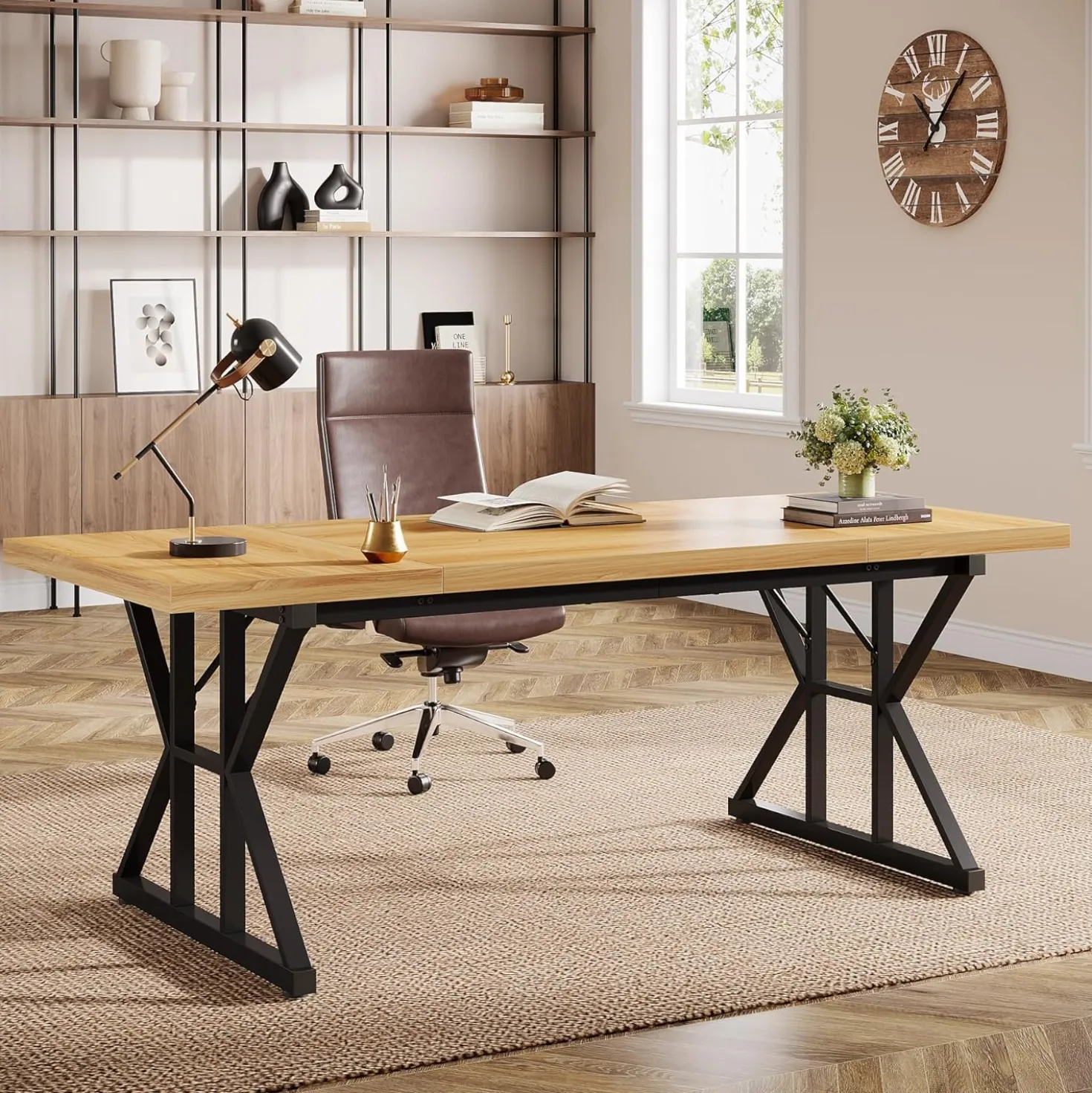 Tribesigns 70.86" Executive Desk, Industrial Style Computer Desk for Home Office