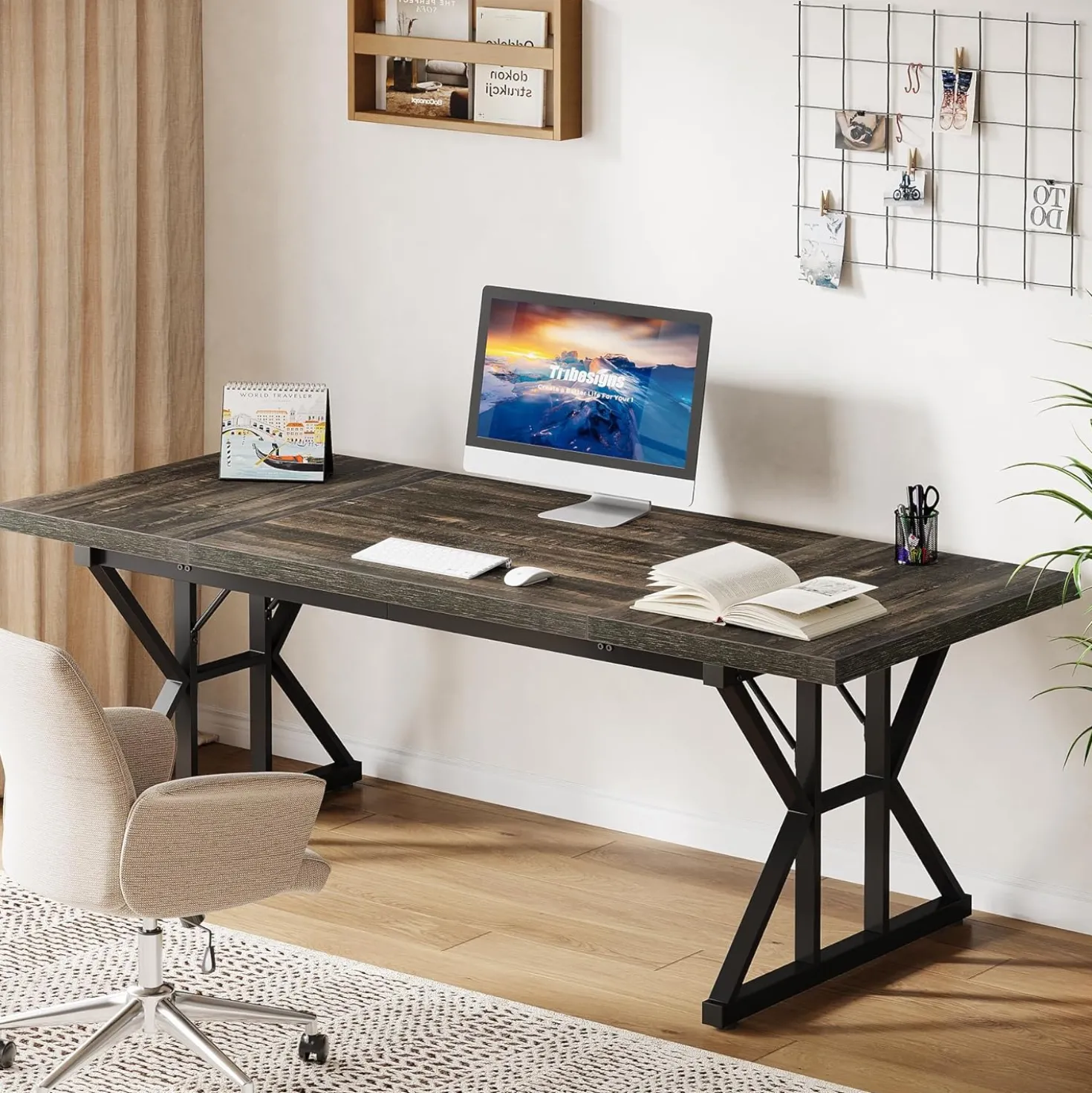Tribesigns 70.86" Executive Desk, Industrial Style Computer Desk for Home Office