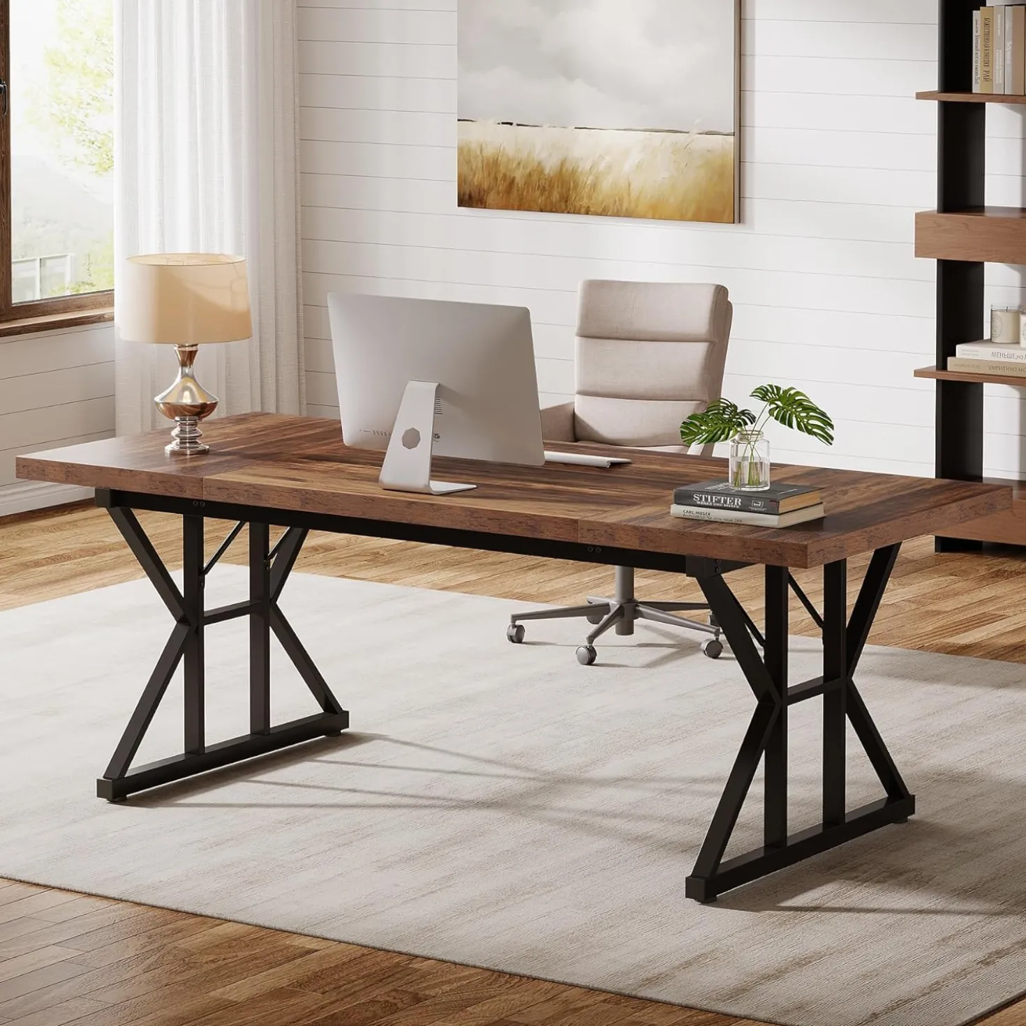 Tribesigns 70.86" Executive Desk, Industrial Style Computer Desk for Home Office