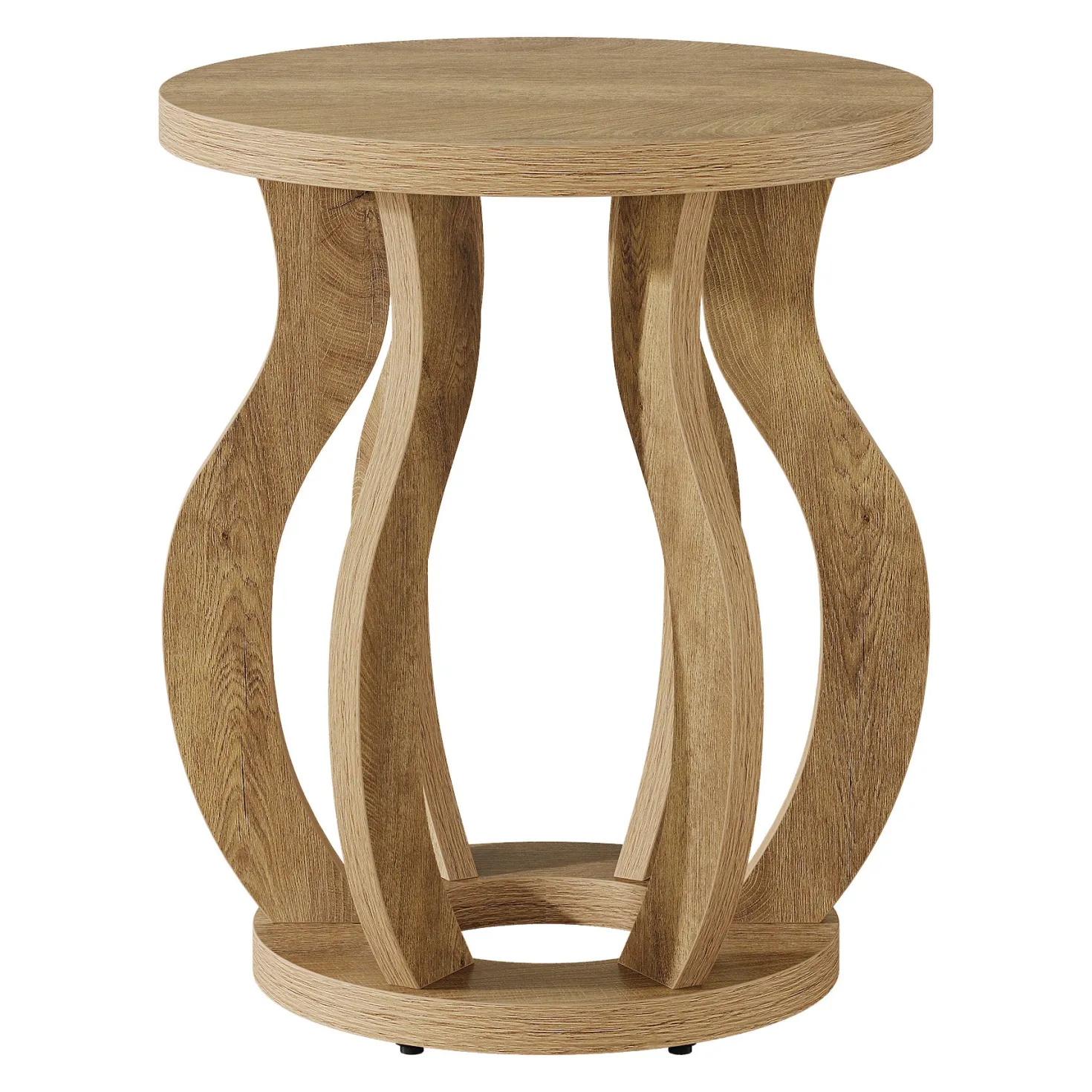 Tribesigns 19.69" Round Side Table, Curved Wooden Nightstand for Small Spaces