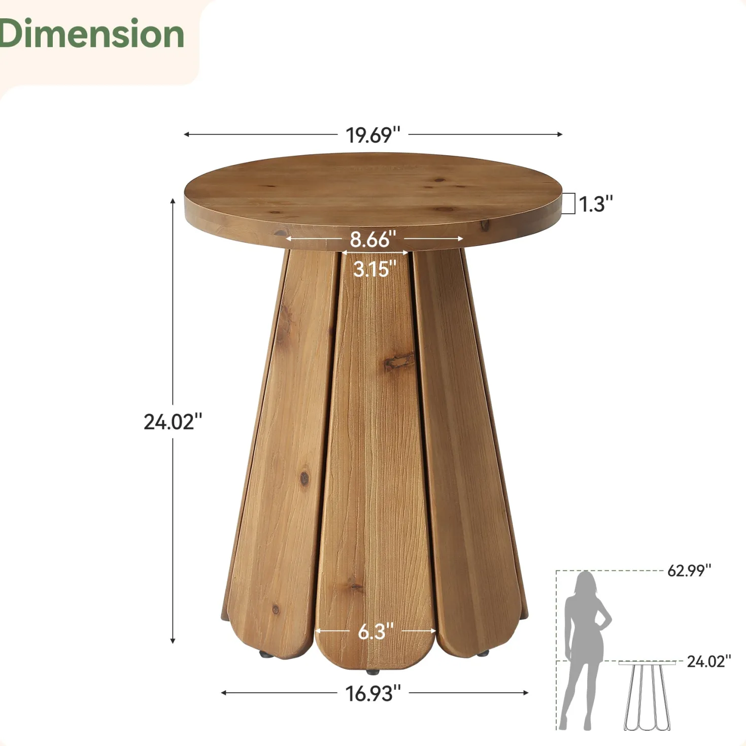 Tribesigns 19.69" Small Round End Table, Mid Century Accent Table for Living Room