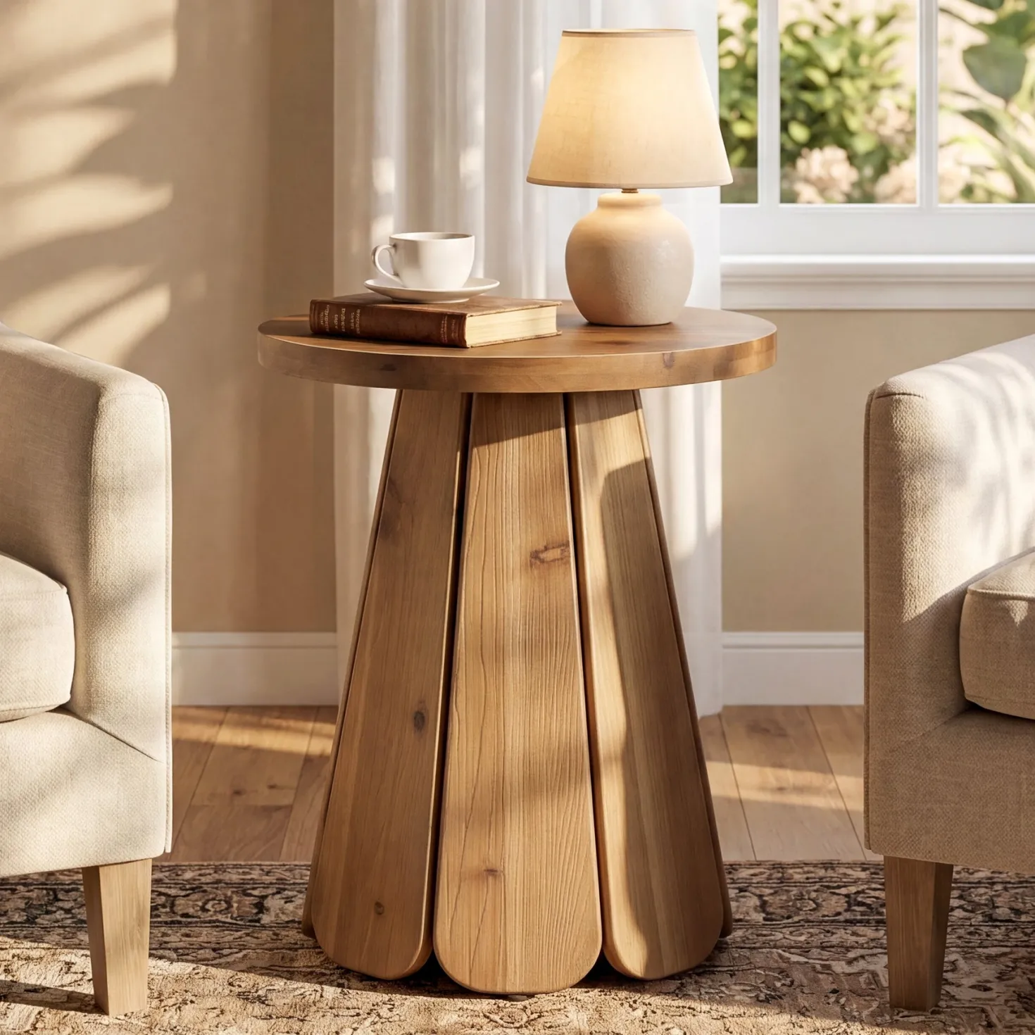 Tribesigns 19.69" Small Round End Table, Mid Century Accent Table for Living Room