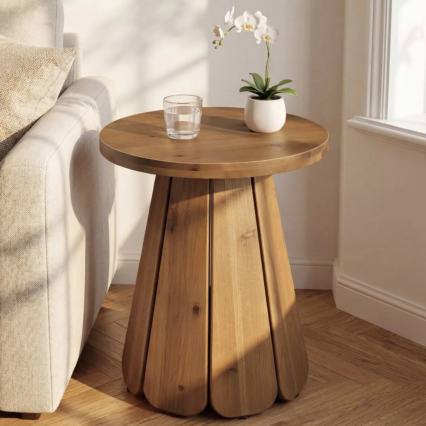 Tribesigns 19.69" Small Round End Table, Mid Century Accent Table for Living Room