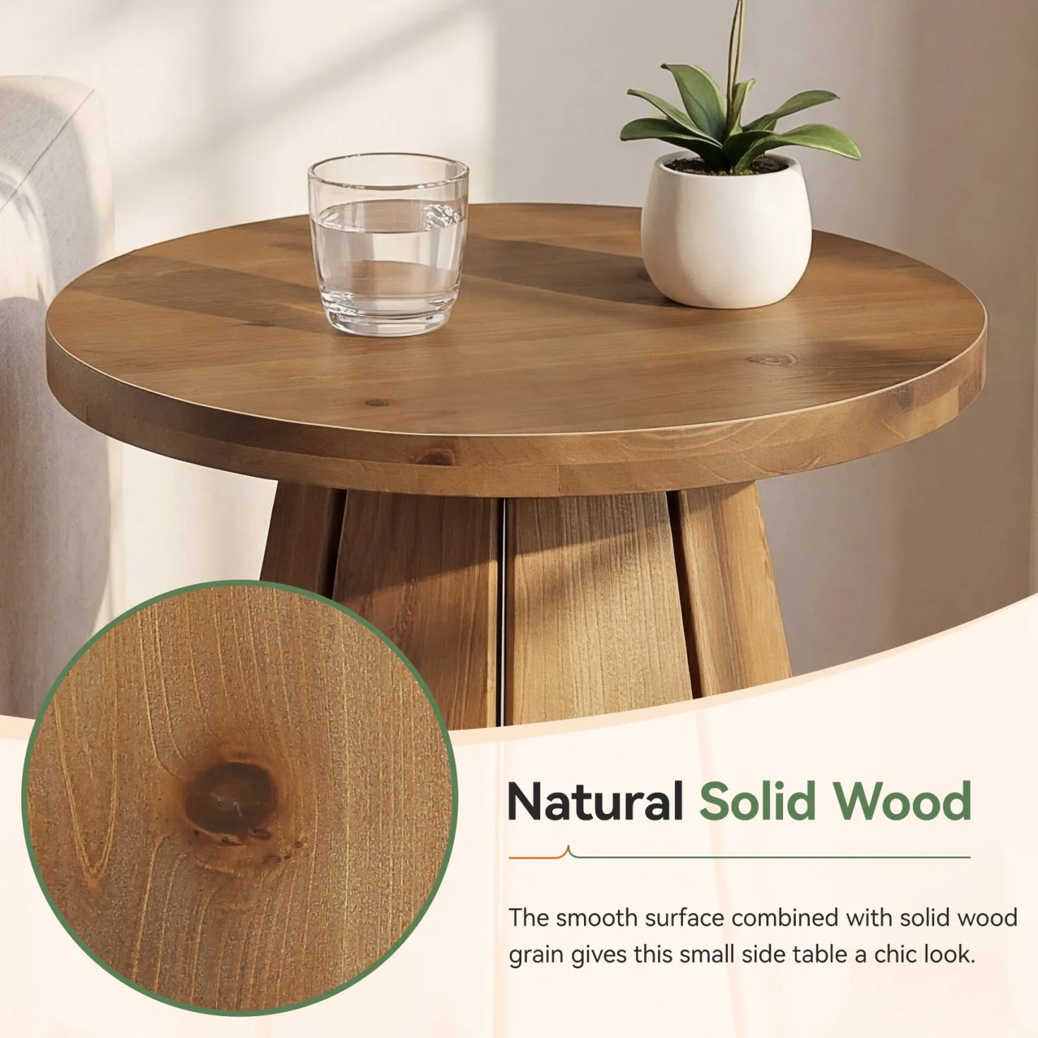 Tribesigns 19.69" Small Round End Table, Mid Century Accent Table for Living Room