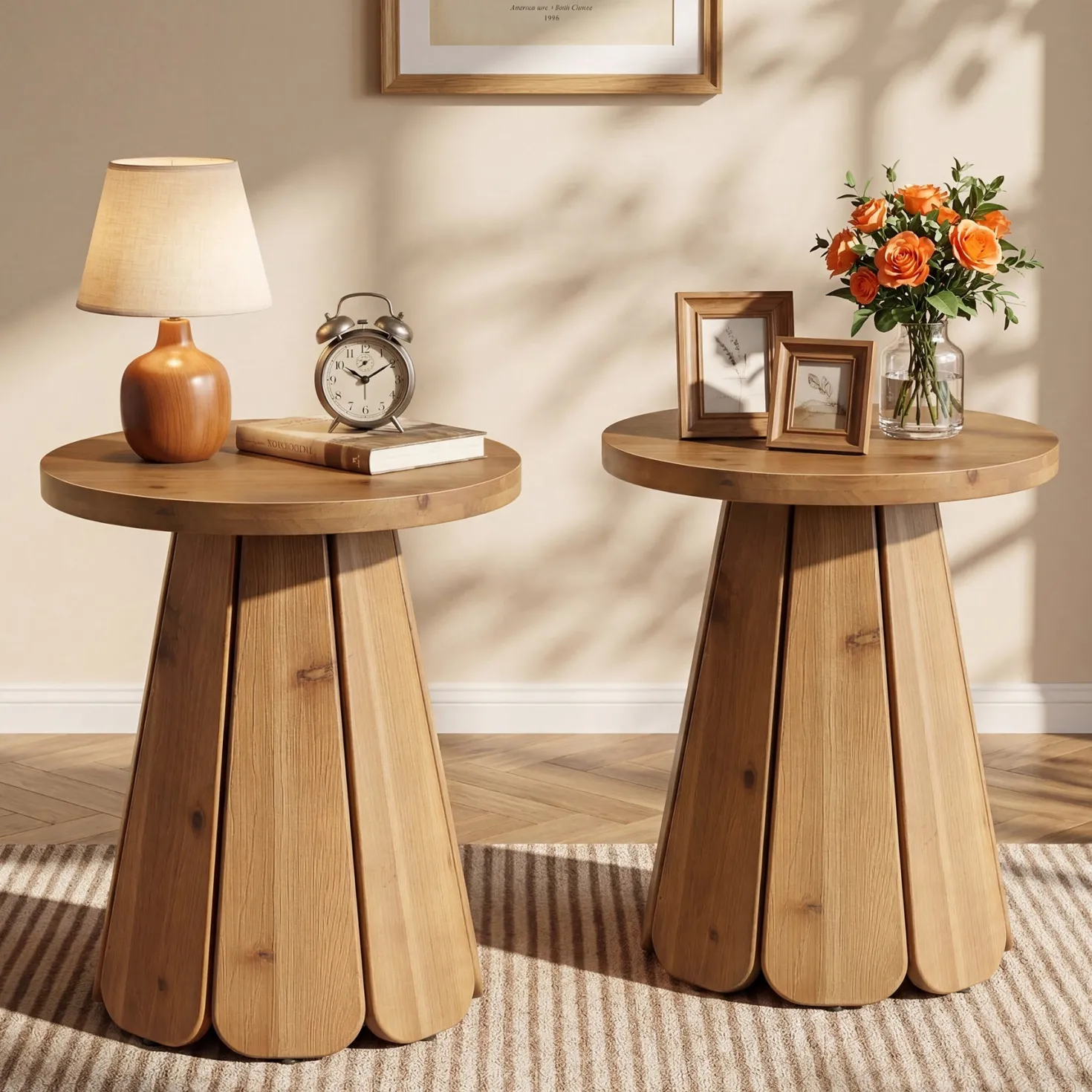 Tribesigns 19.69" Small Round End Table, Mid Century Accent Table for Living Room