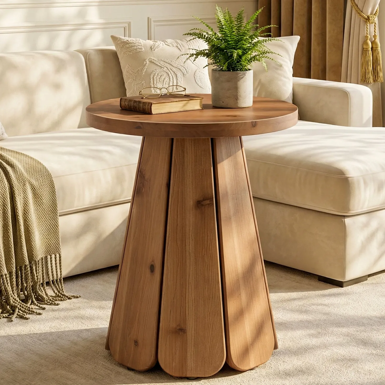 Tribesigns 19.69" Small Round End Table, Mid Century Accent Table for Living Room