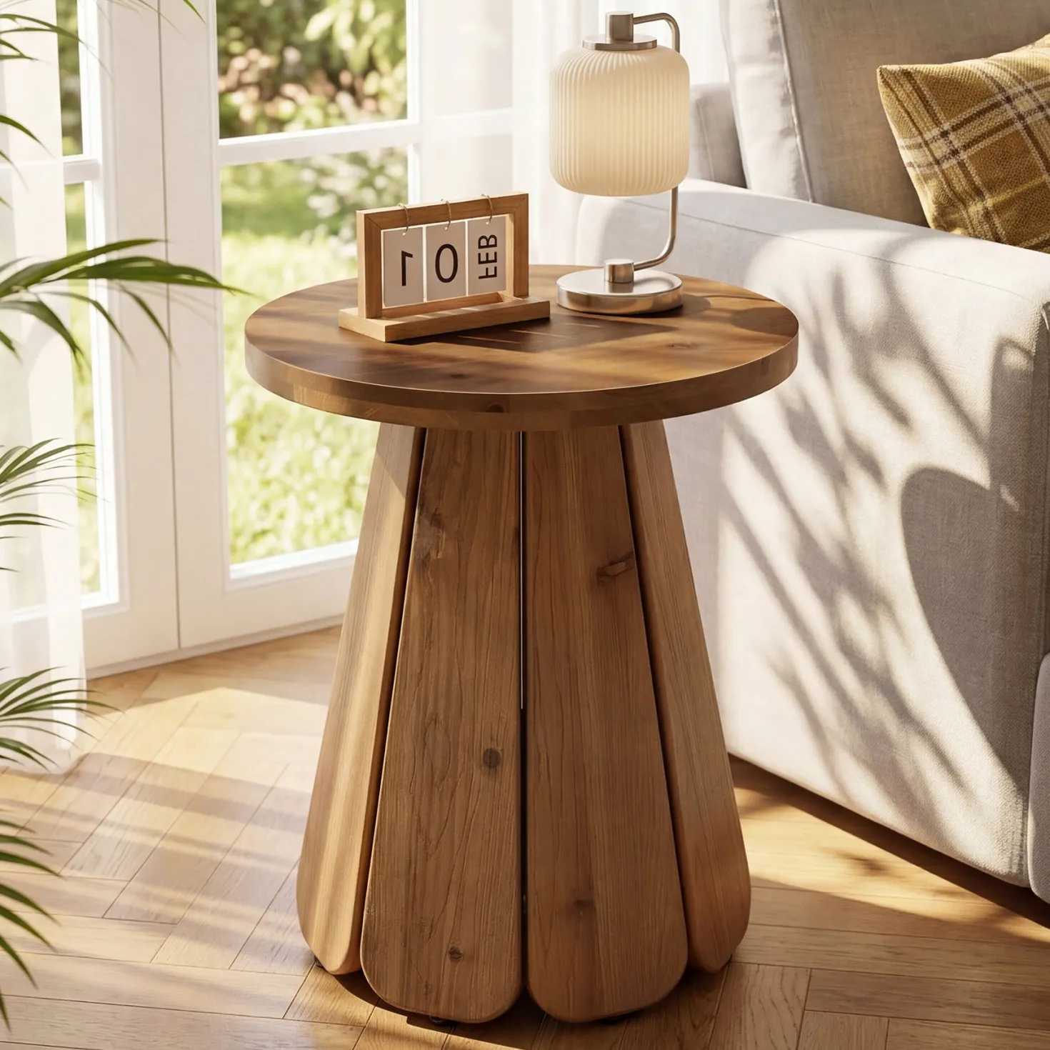Tribesigns 19.69" Small Round End Table, Mid Century Accent Table for Living Room