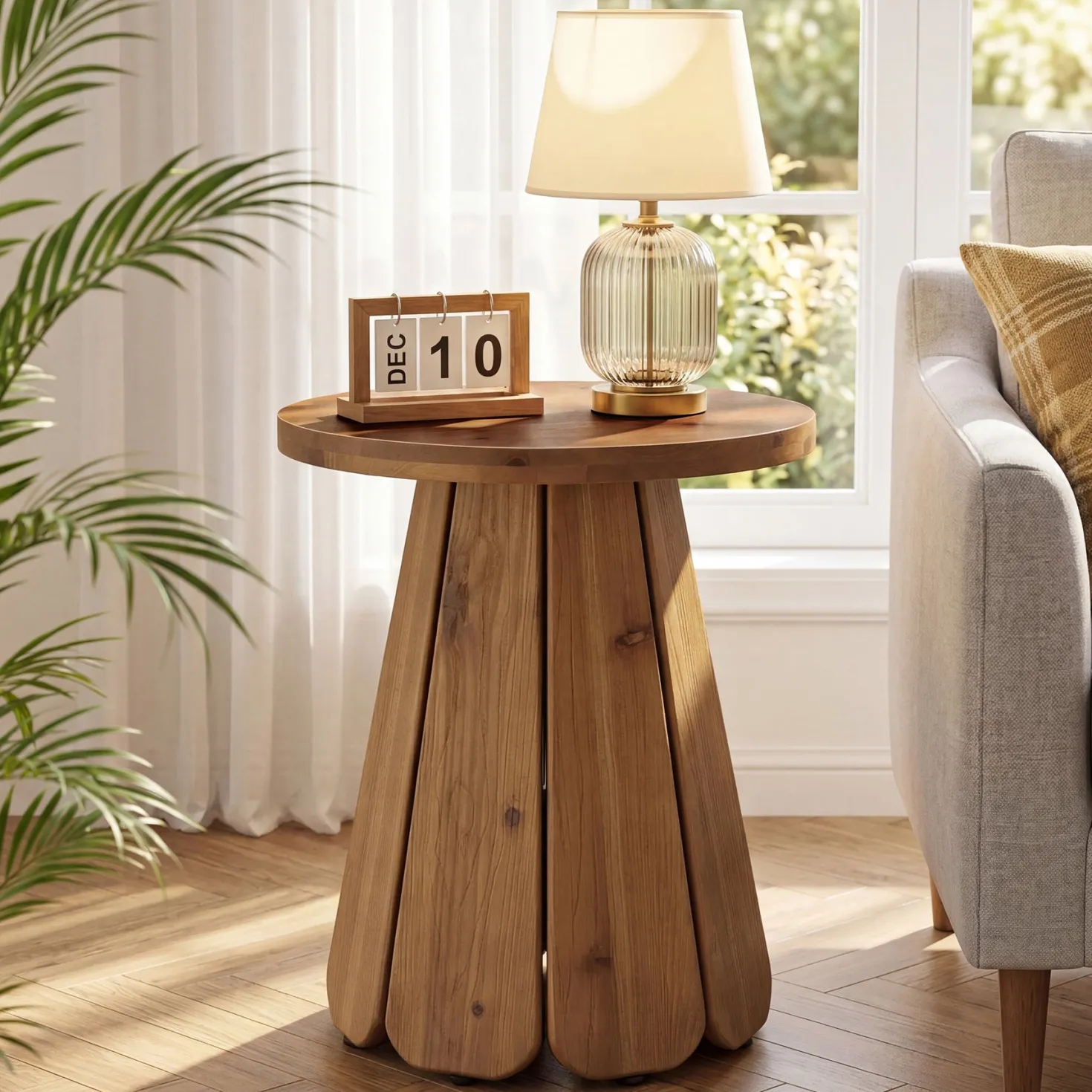 Tribesigns 19.69" Small Round End Table, Mid Century Accent Table for Living Room