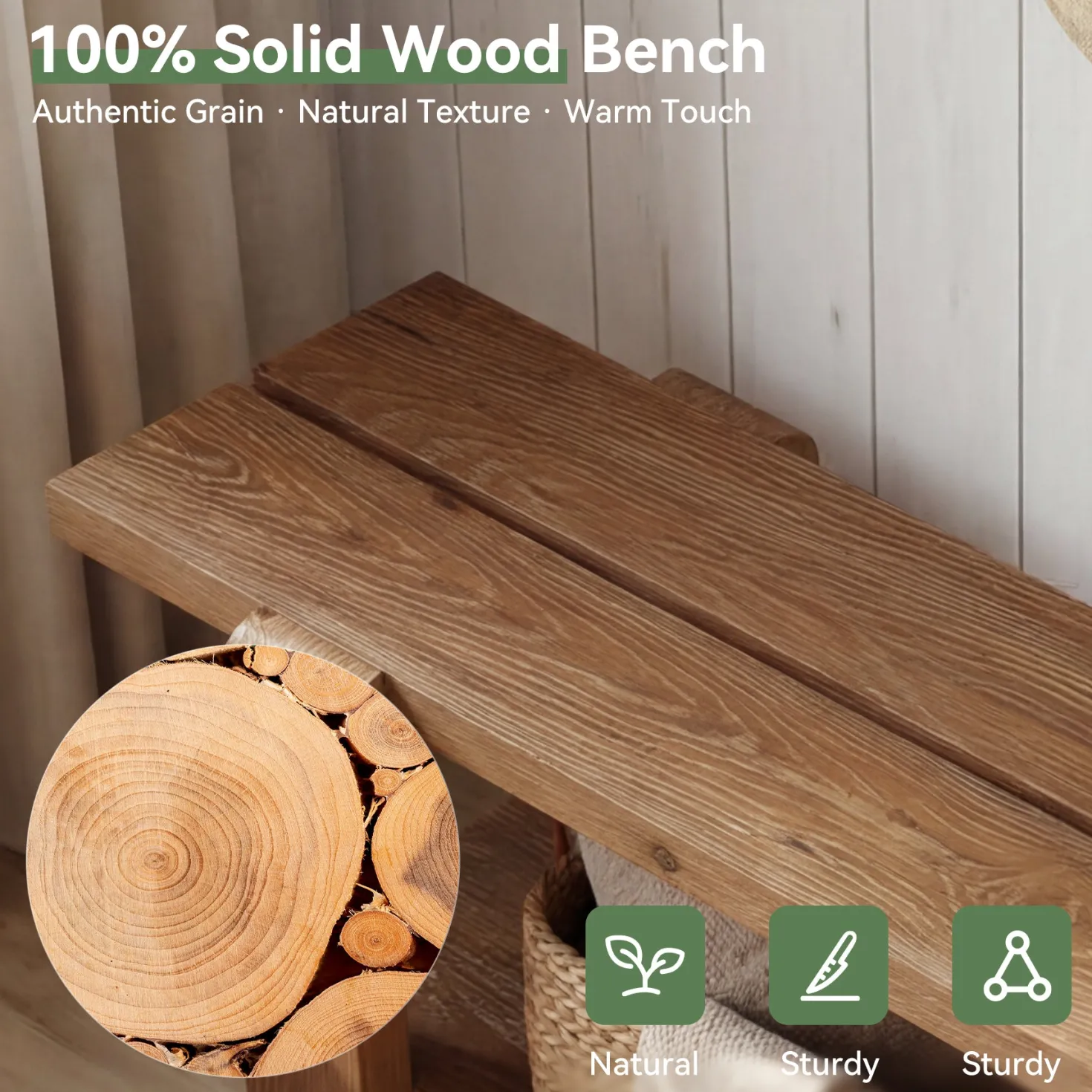 Tribesigns 63" Solid Wood Entryway Bench, Farmhouse Shoe Storage Bench for Hallway